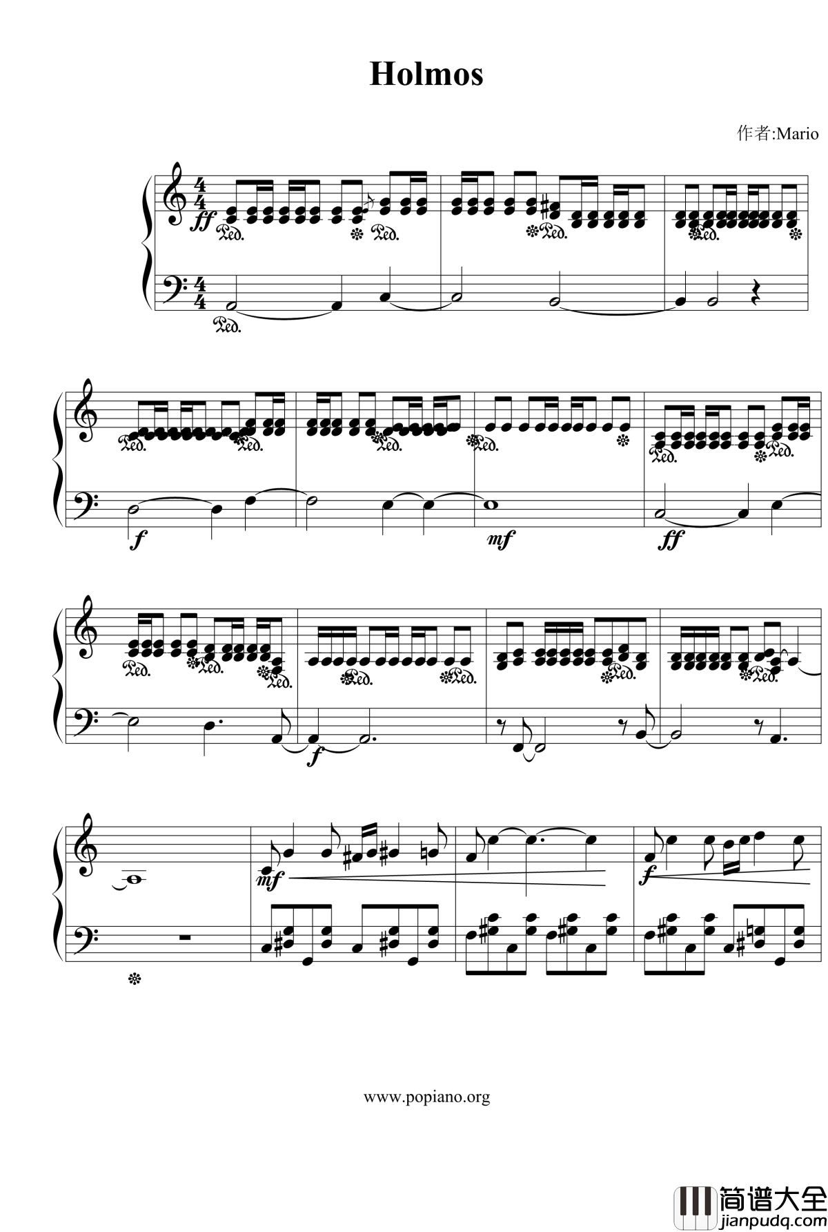 新福尔摩斯钢琴谱