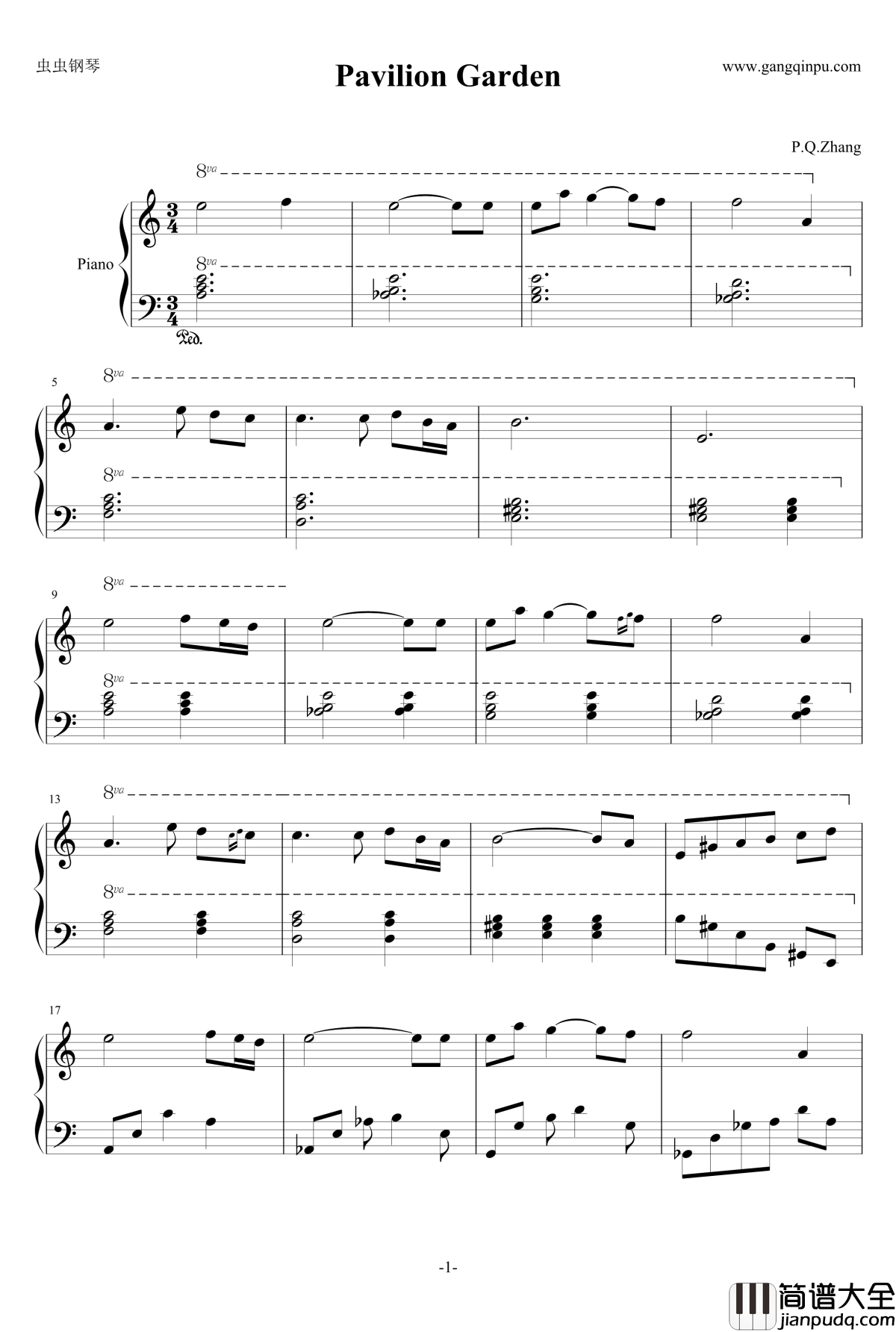 Pavilion_Garden钢琴谱_钢琴张