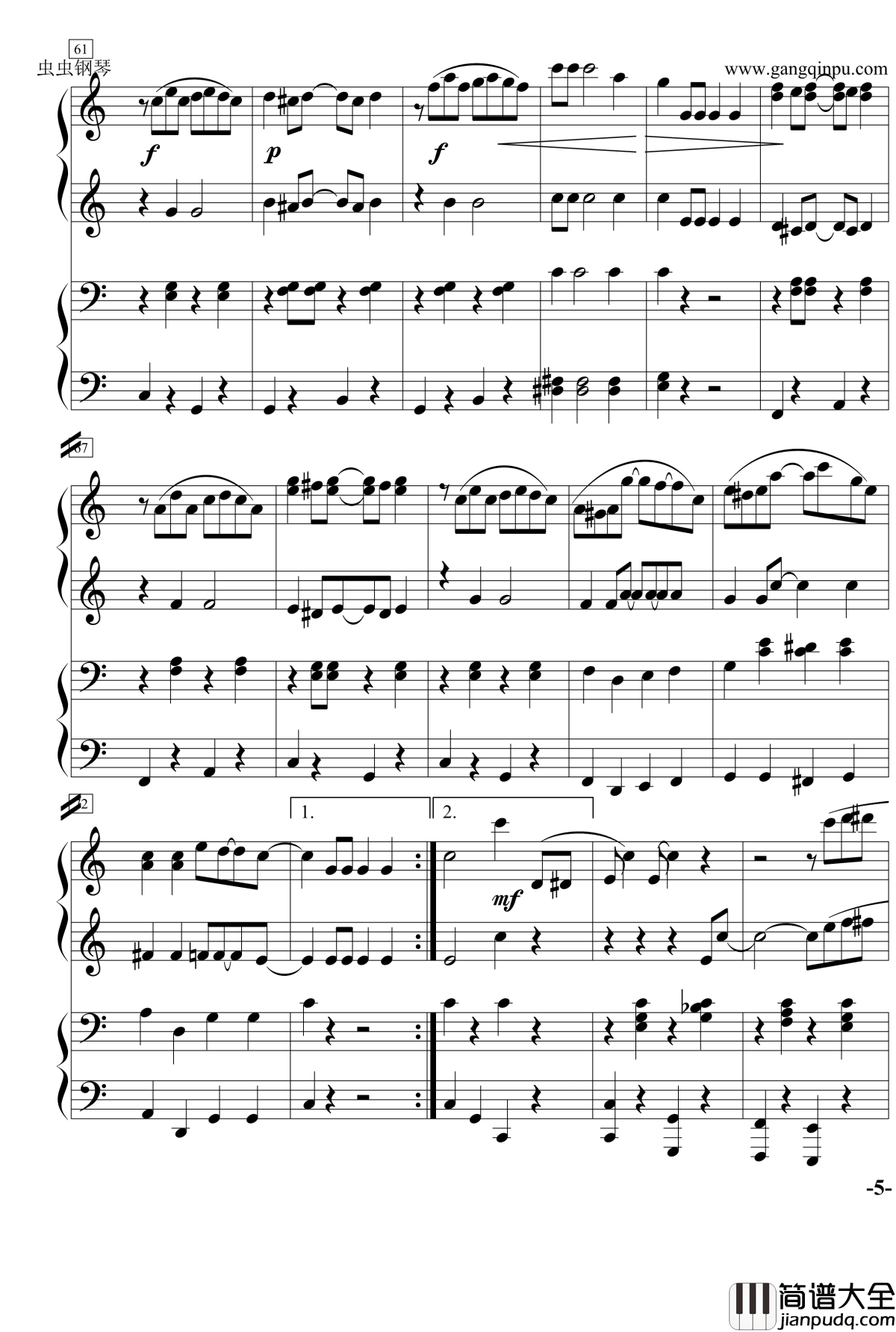 The_Entertainer钢琴谱_四手联弹_Scott_Joplin