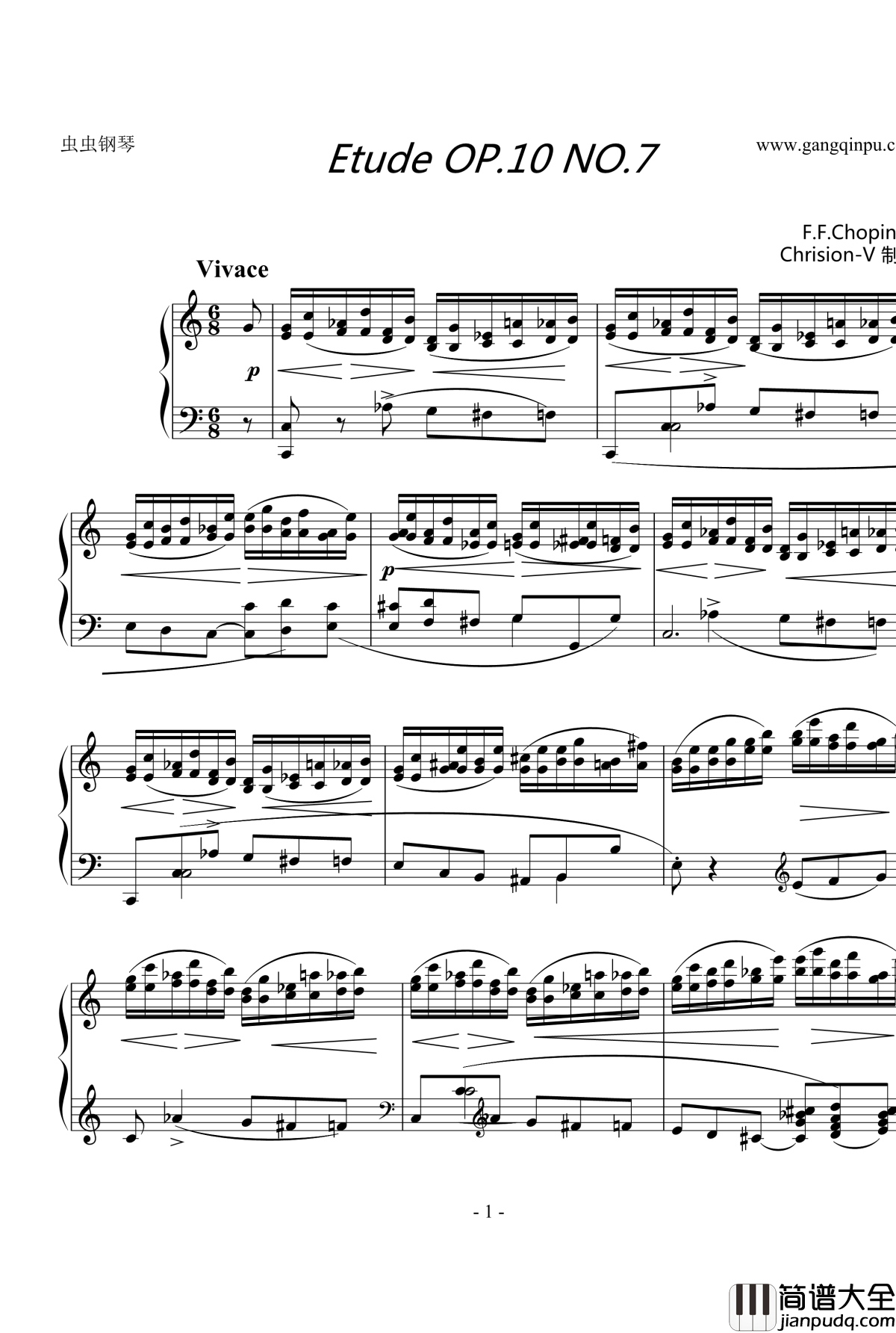 Etude_OP.10_No.7钢琴谱_肖邦练习曲_chopin
