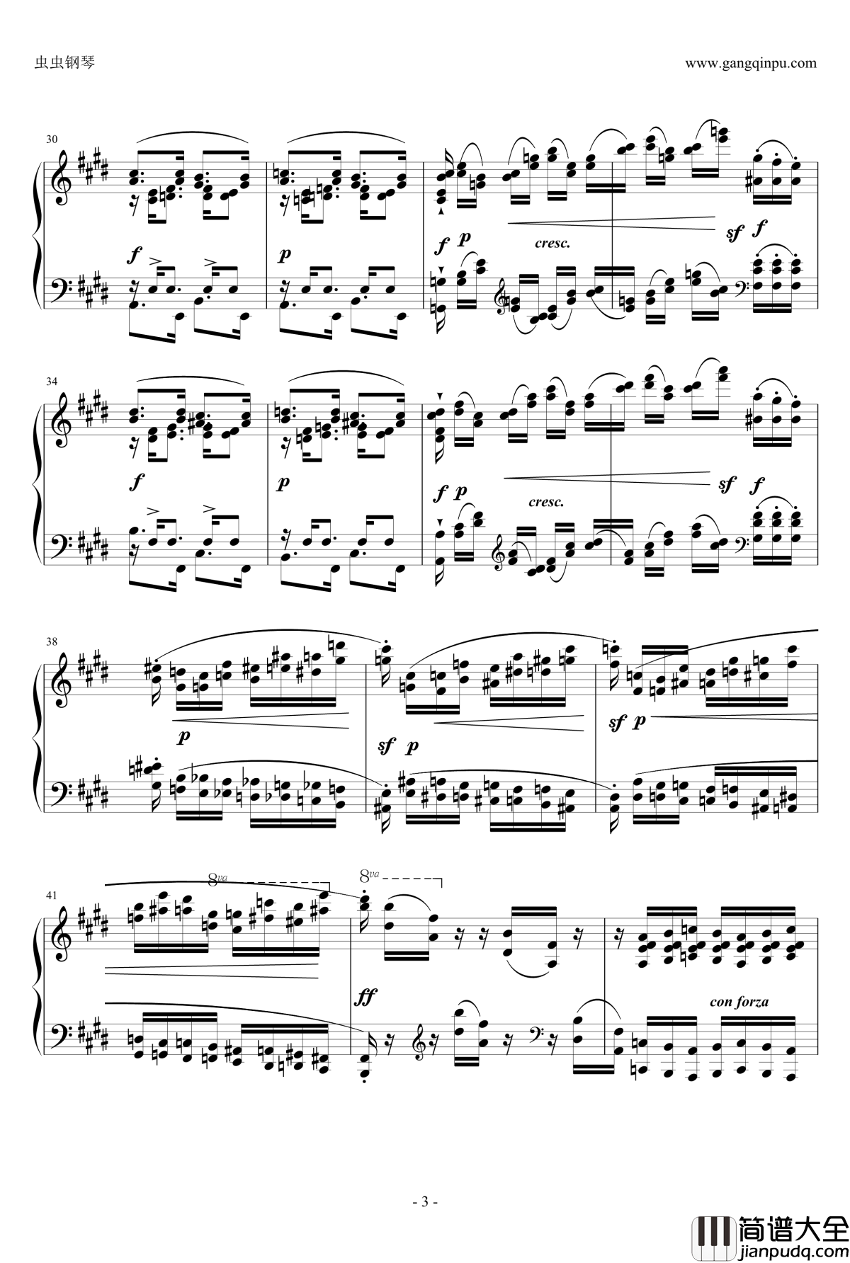 肖邦练习曲钢琴谱_Etude_OP.10_NO.3_肖邦_chopin