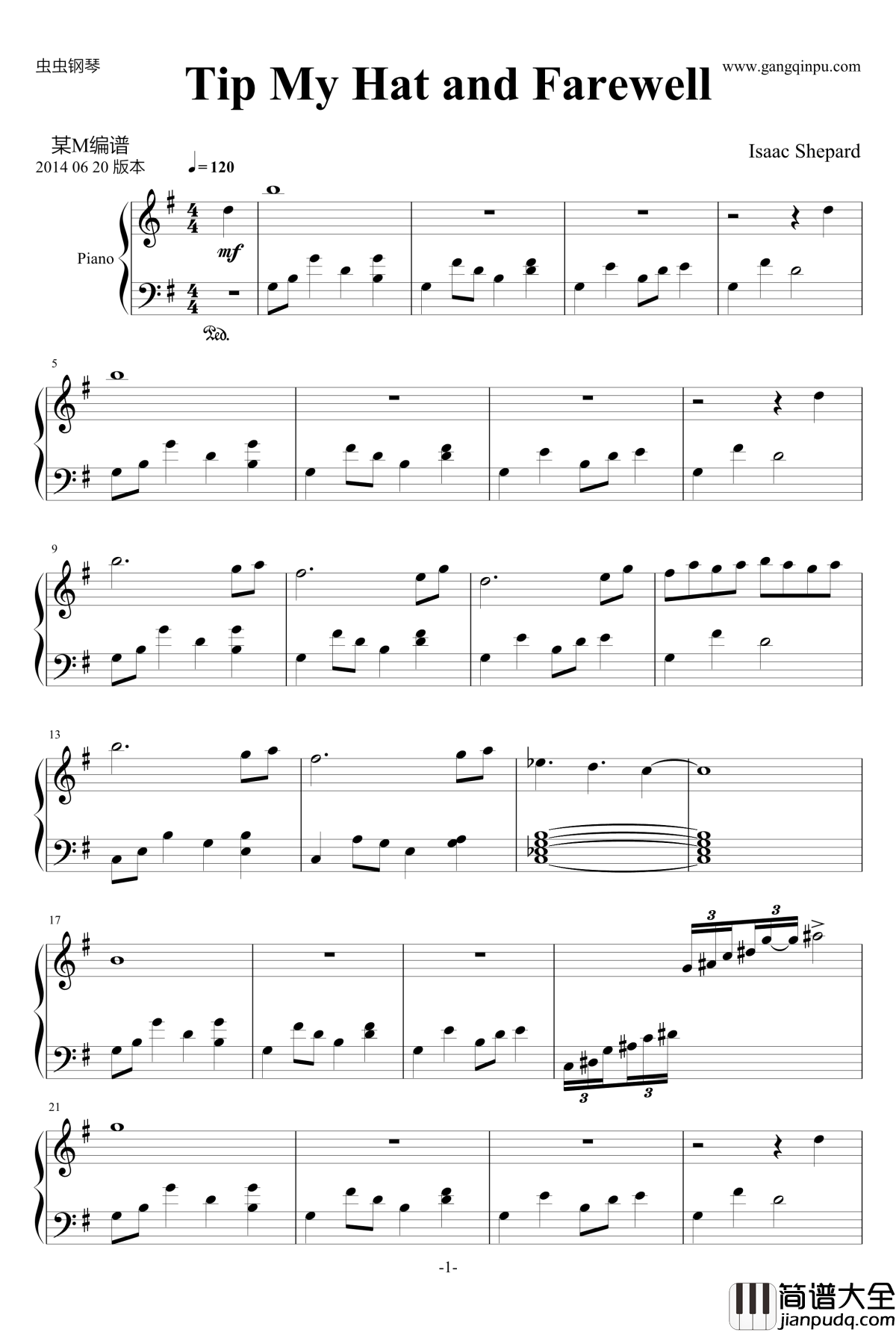 Tip_My_Hat_and_Farewell钢琴谱_Isaac_Shepard