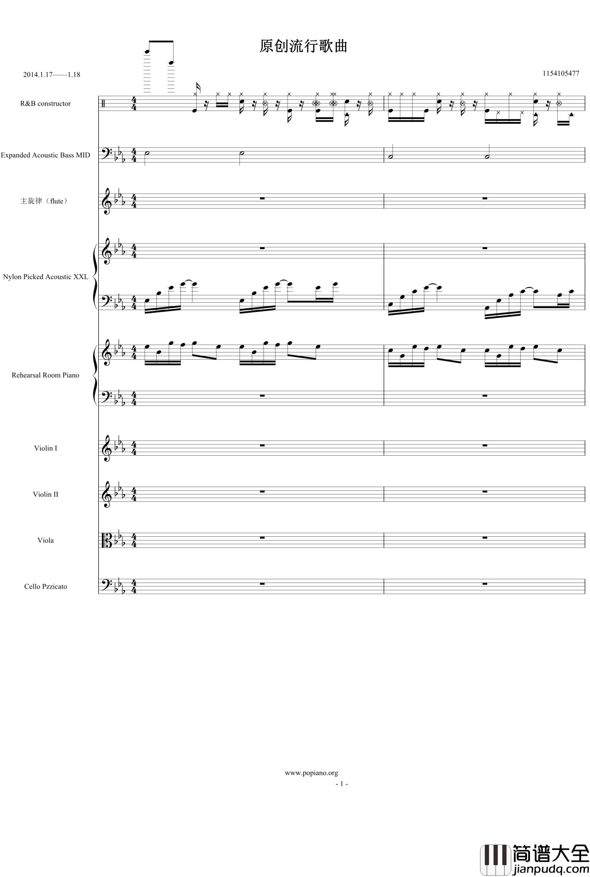 原创流行歌曲钢琴谱_1154105477