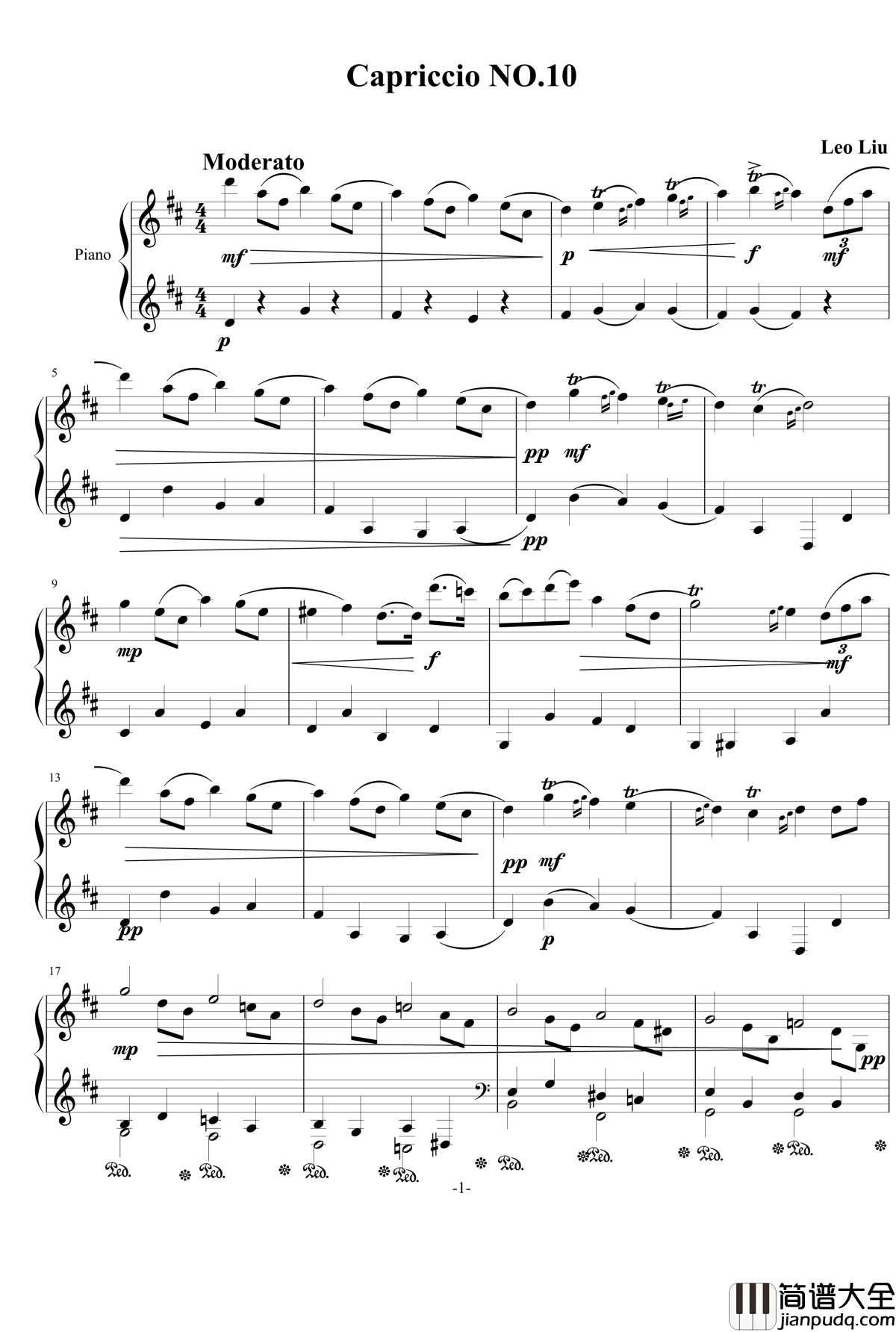 随想曲10钢琴谱_题_灵动无痕