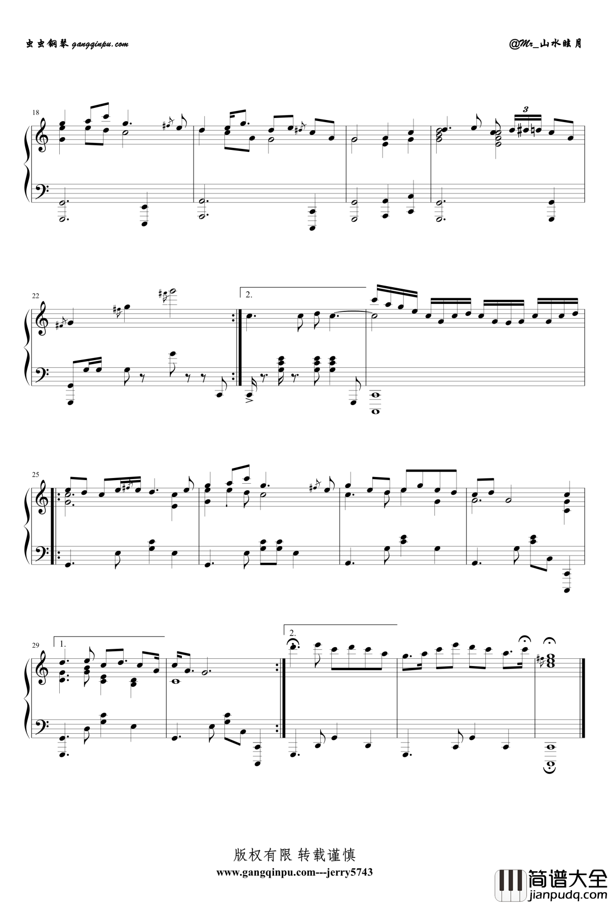 Jasmine钢琴谱_茉莉花_jerry5743