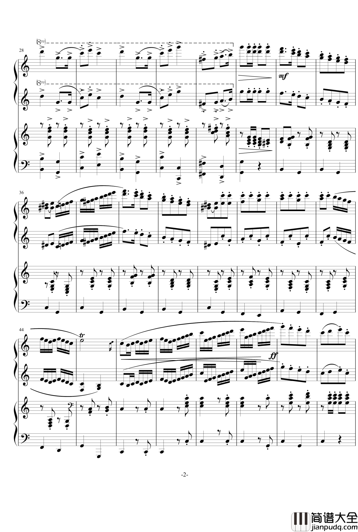 四手联弹NO.1钢琴谱_新年_灵动无痕