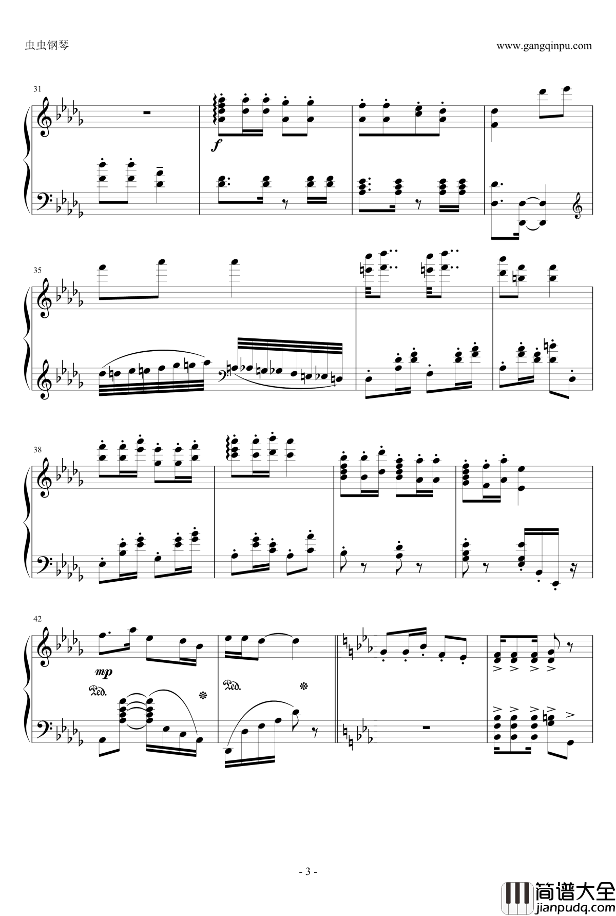 睫毛彎彎钢琴谱_最後的改編_曹格