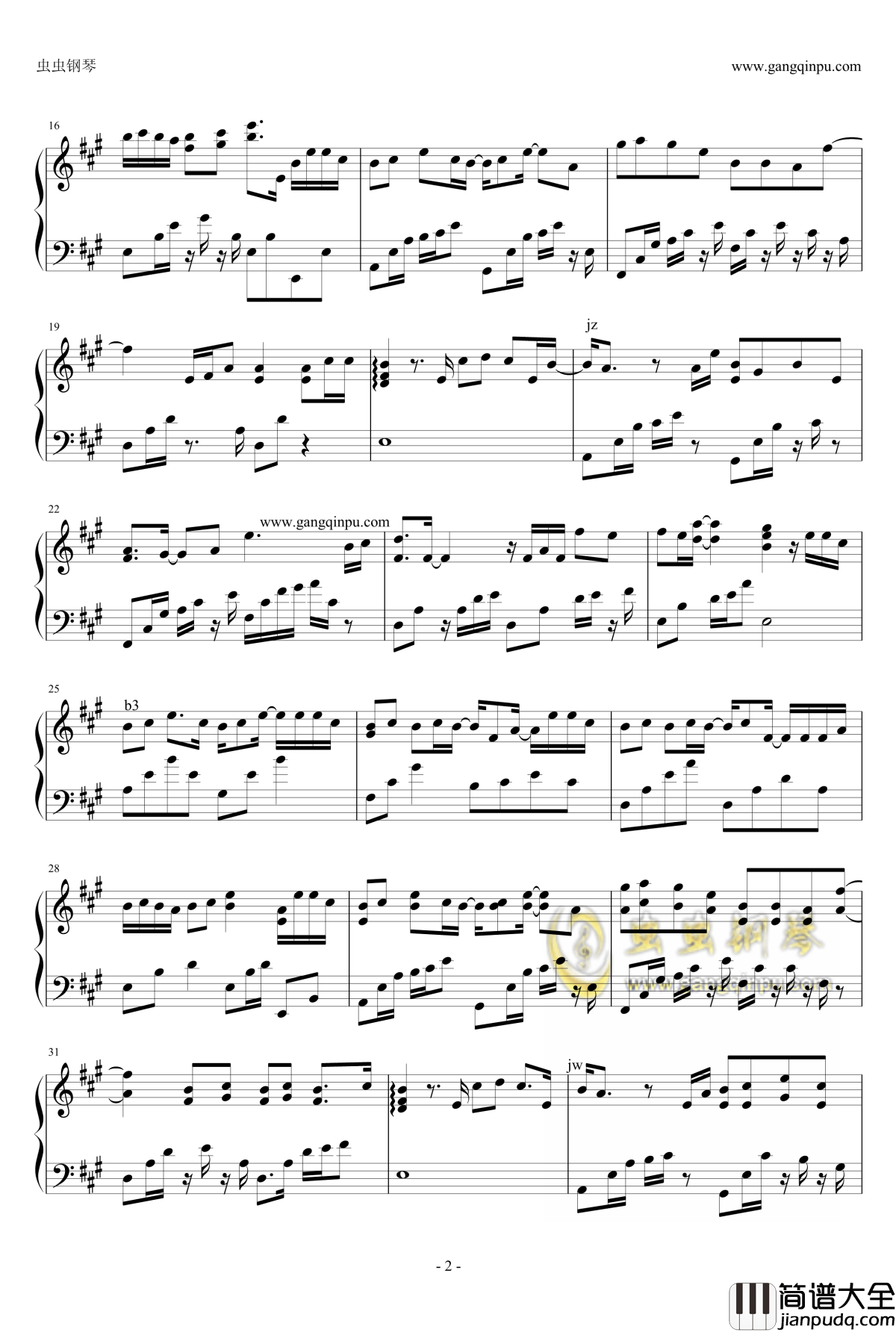 他不懂钢琴谱_欣仔版_独奏谱_张杰