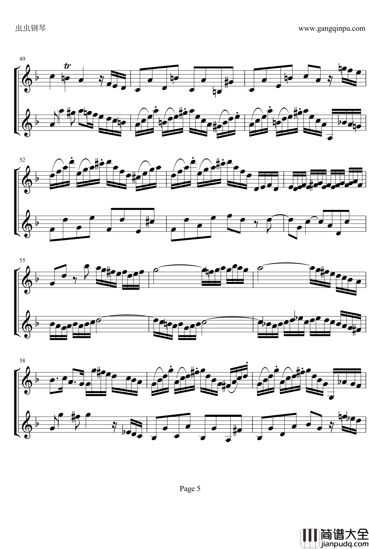 d小调双小提琴协奏曲钢琴谱_第1乐章_巴赫_P.E.Bach