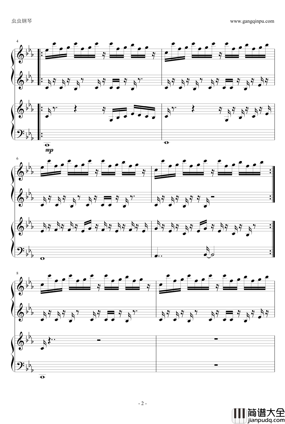 植物大战僵尸僵尸博士钢琴谱_双钢琴版_植物大战僵尸