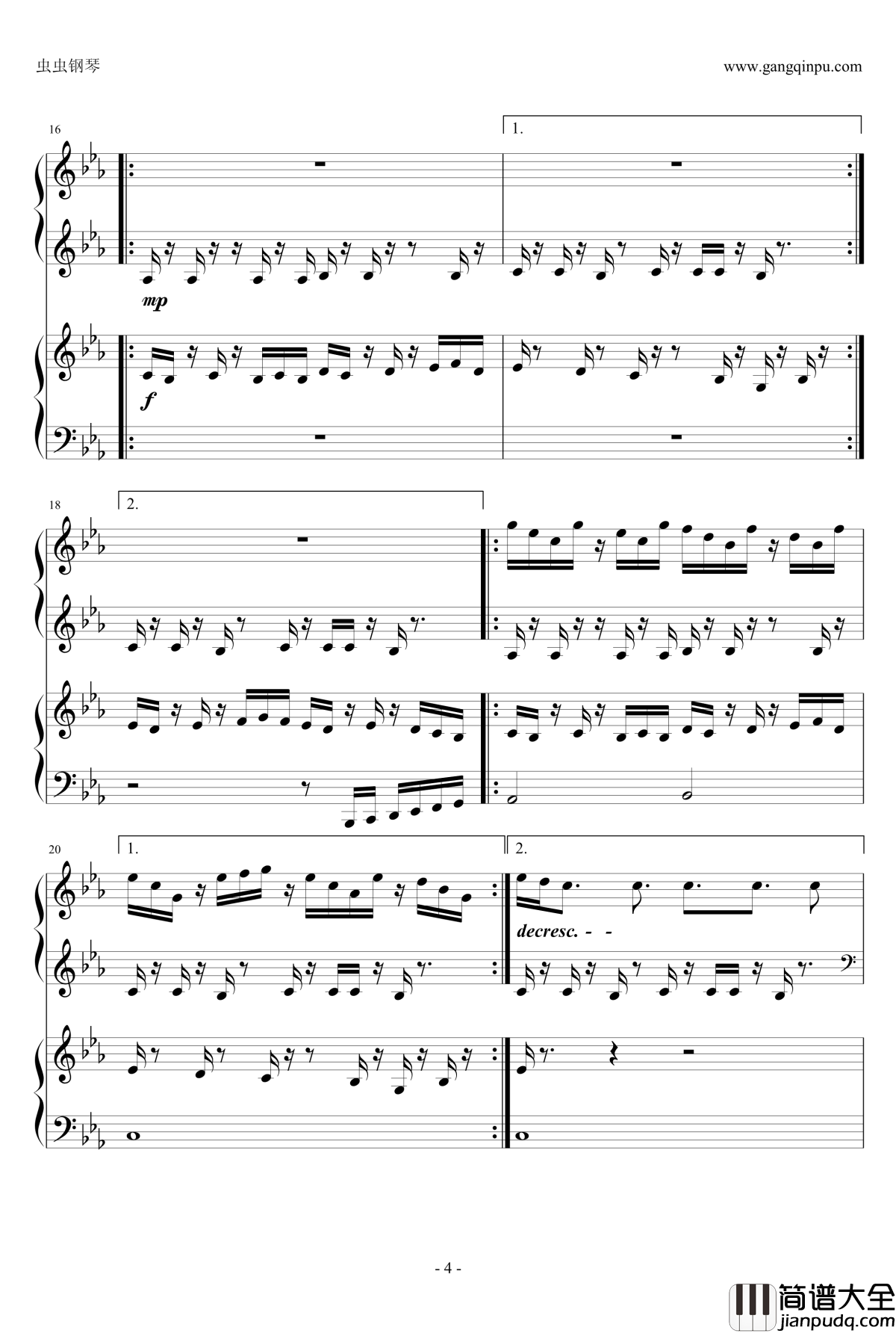 植物大战僵尸僵尸博士钢琴谱_双钢琴版_植物大战僵尸