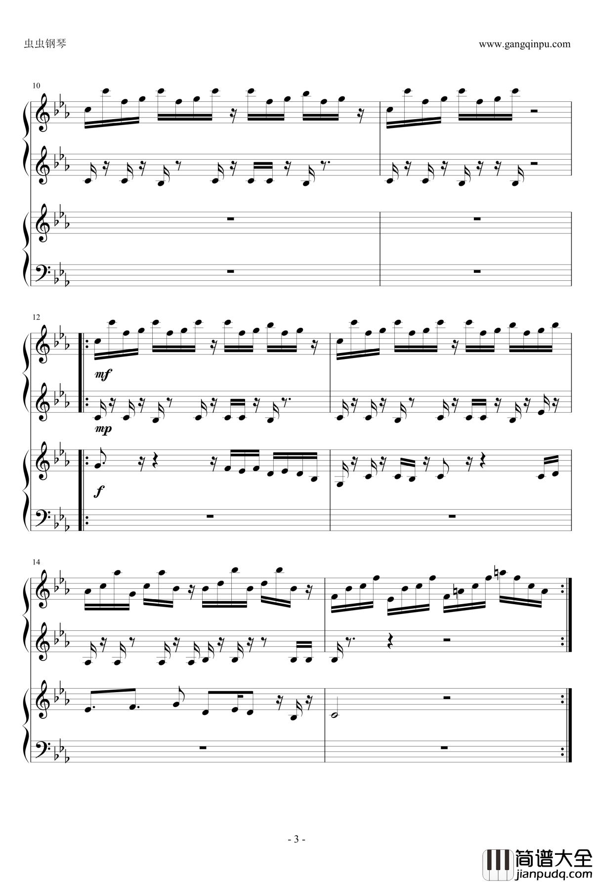 植物大战僵尸僵尸博士钢琴谱_双钢琴版_植物大战僵尸