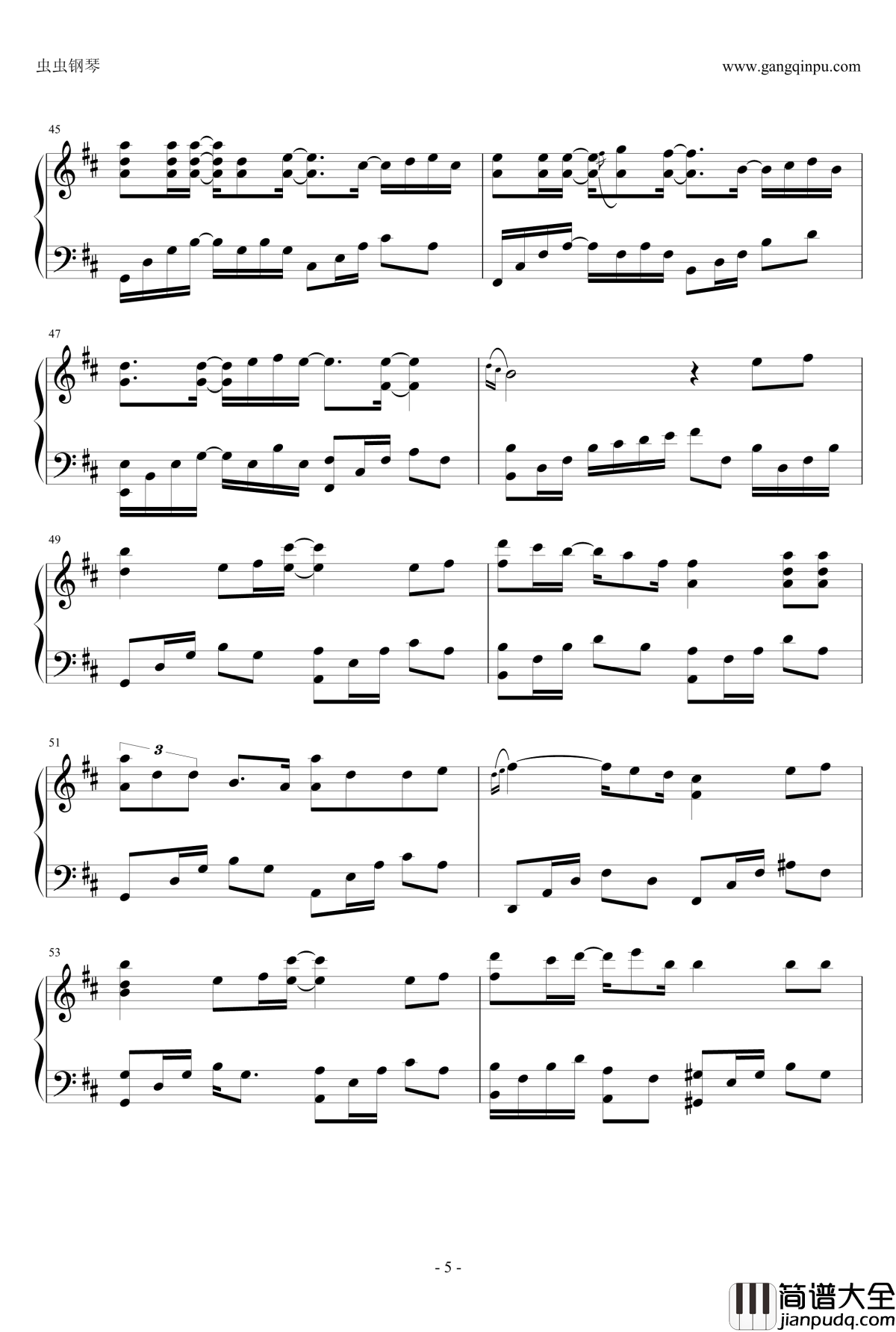 步步惊情片尾曲钢琴谱_尘埃_D调_家家