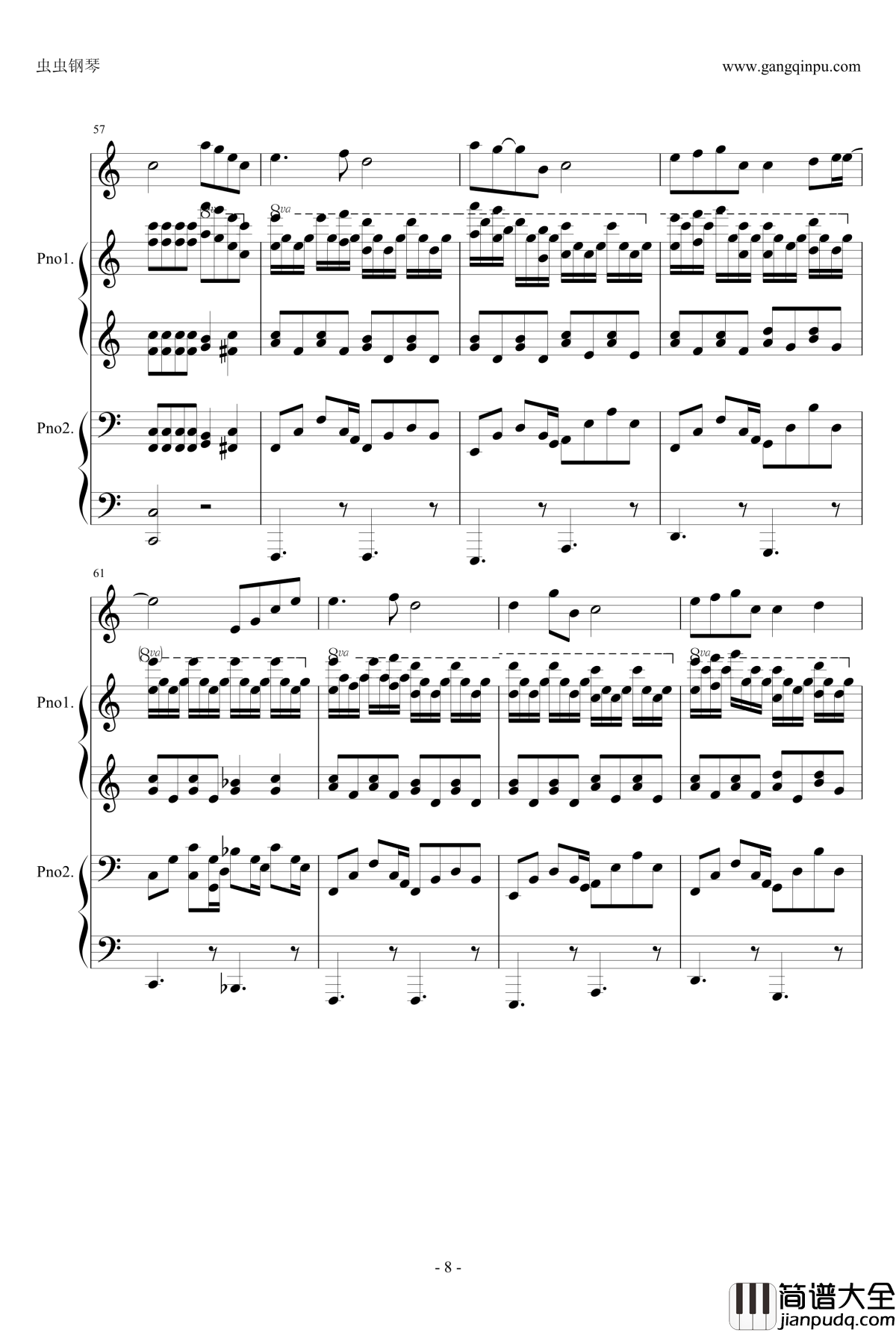 蒲公英的约定钢琴谱_四手联弹伴奏谱_周杰伦