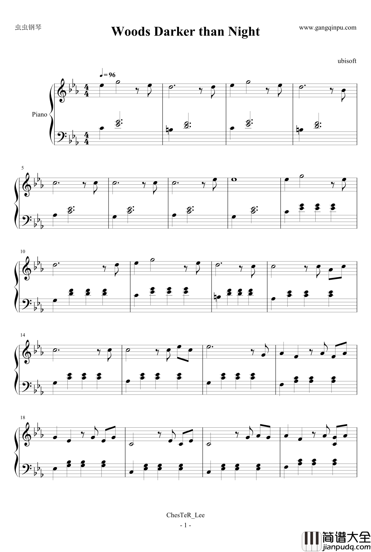 Woods_Darker_than_Night钢琴谱_Child_of_Light