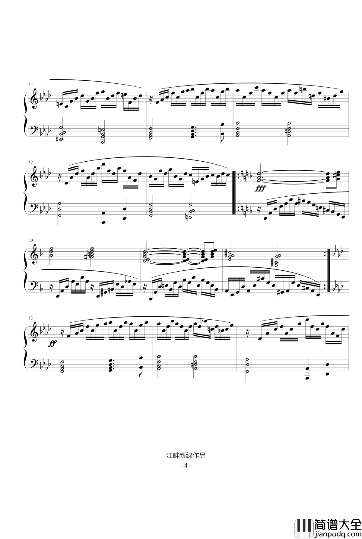 狂风骤雨钢琴谱_江畔新绿_f小调即兴曲