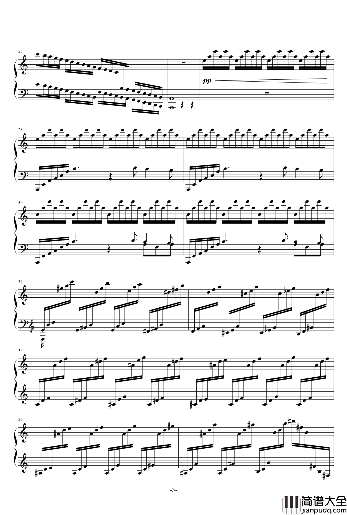 a小调第3号练习曲钢琴谱_乐之琴