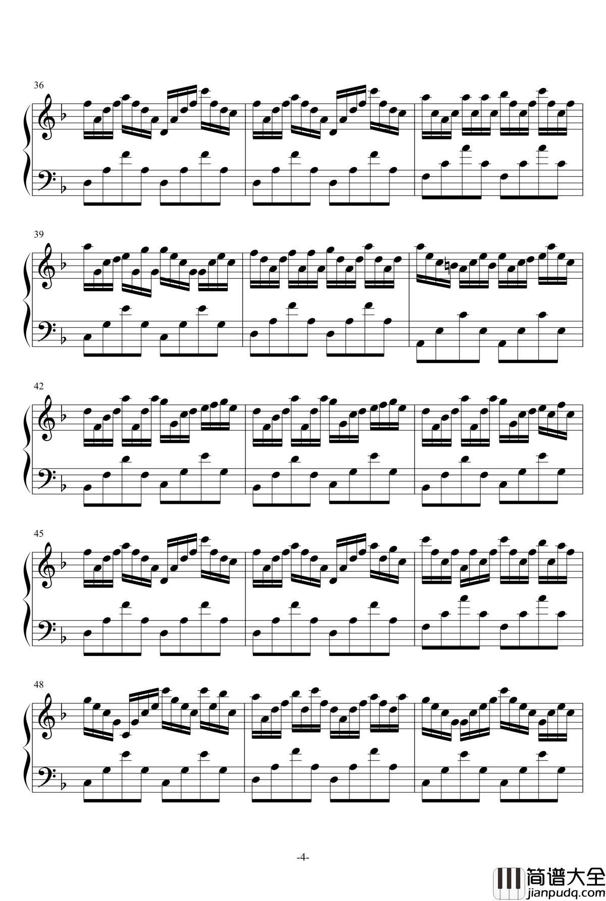 虫儿飞难度版钢琴谱_as2134