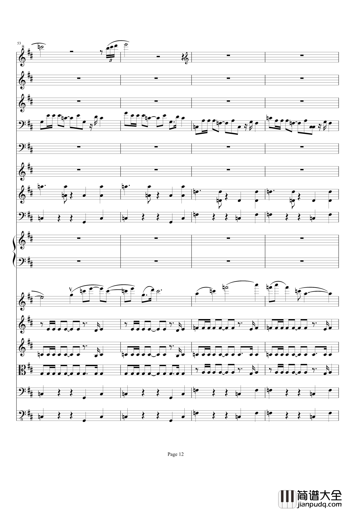 b小调小提琴协奏曲第三乐章钢琴谱_总谱_项道荣