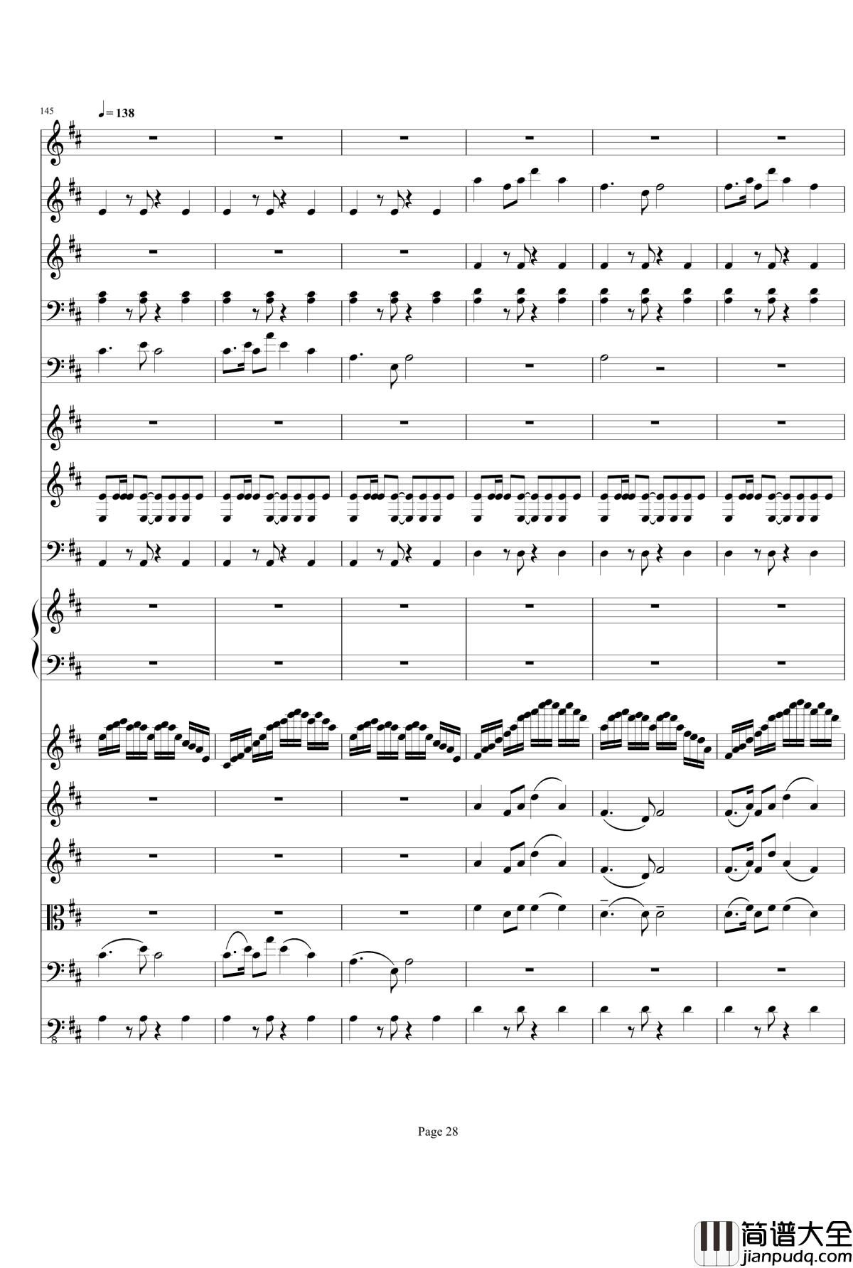 b小调小提琴协奏曲第三乐章钢琴谱_总谱_项道荣