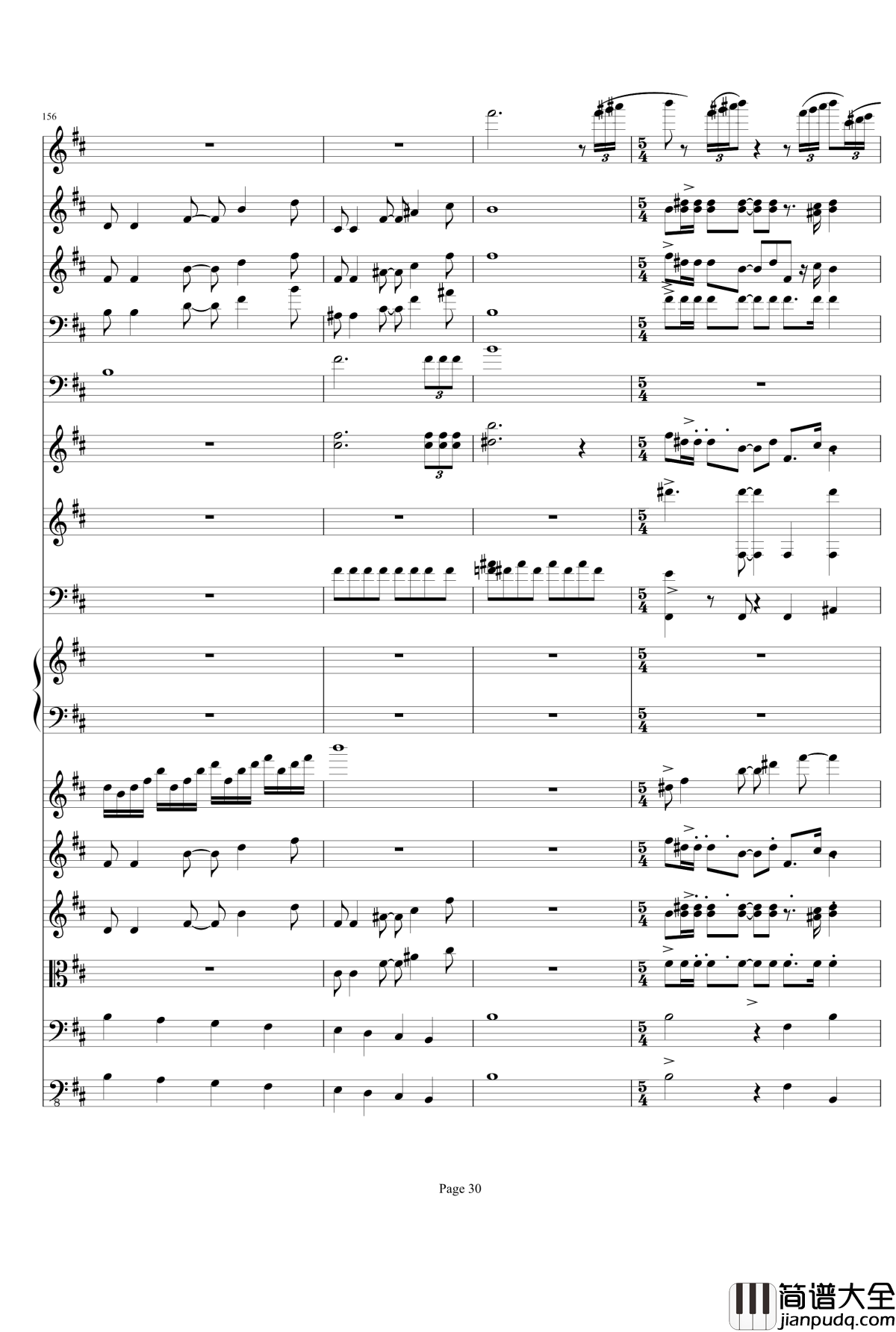 b小调小提琴协奏曲第三乐章钢琴谱_总谱_项道荣