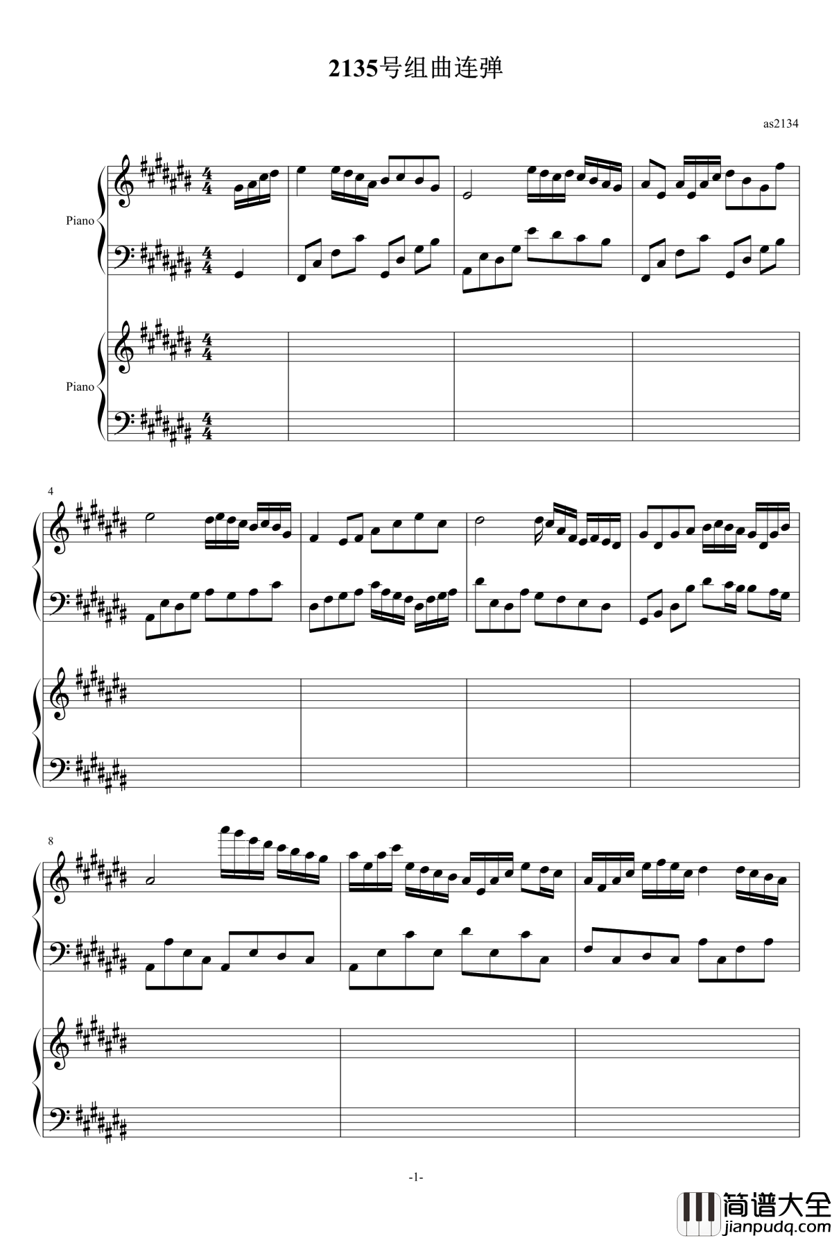 2135号组曲连弹钢琴谱_as2134