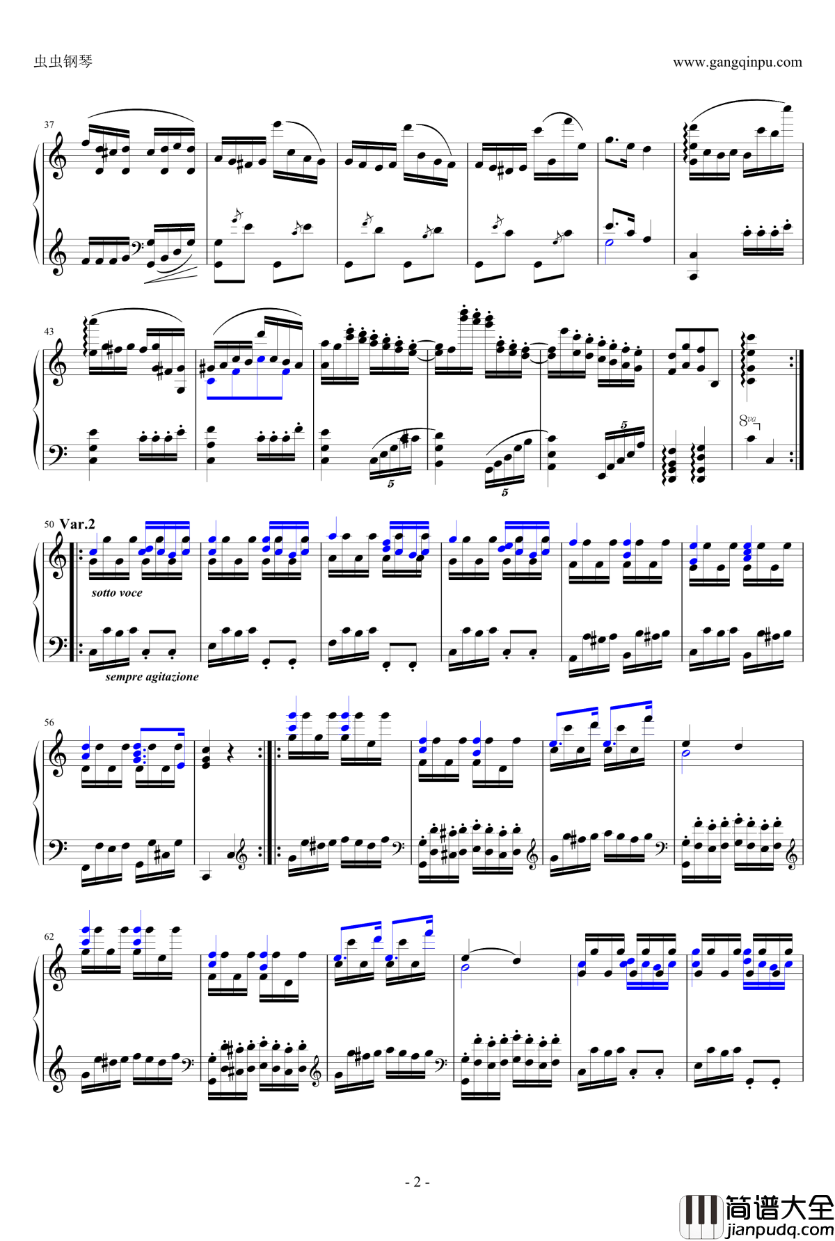 小星星变奏曲钢琴谱_炫技再变奏_莫扎特