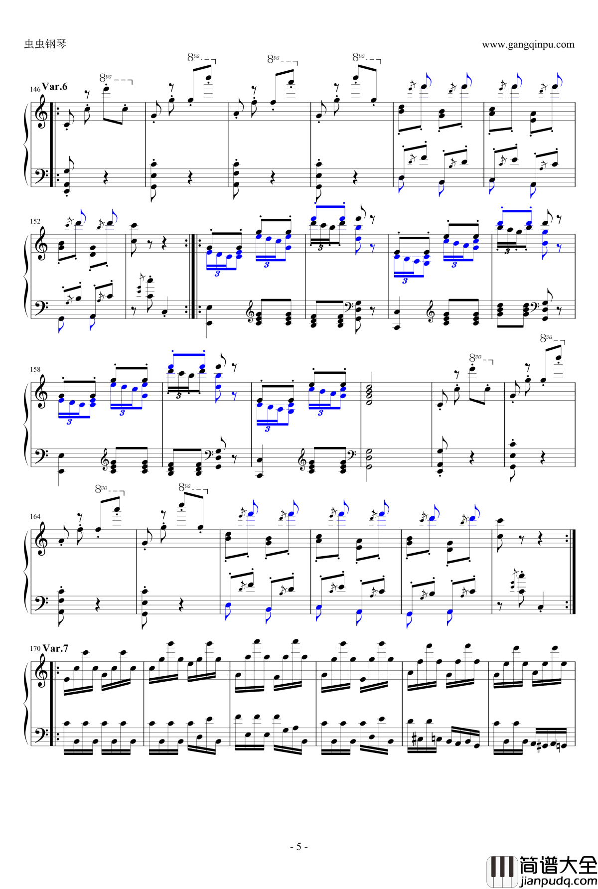 小星星变奏曲钢琴谱_炫技再变奏_莫扎特