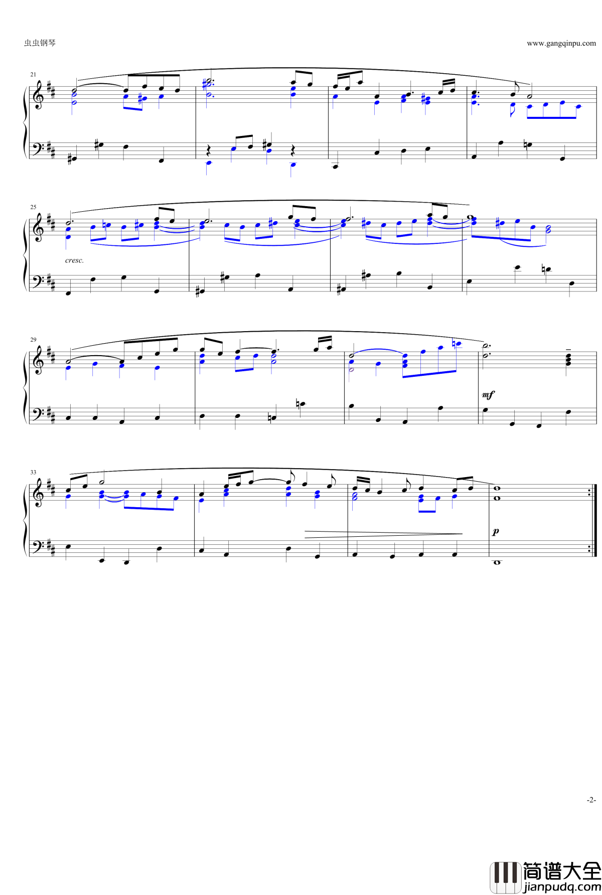 G弦上的咏叹调钢琴谱_巴哈_Bach,_Johann_Sebastian