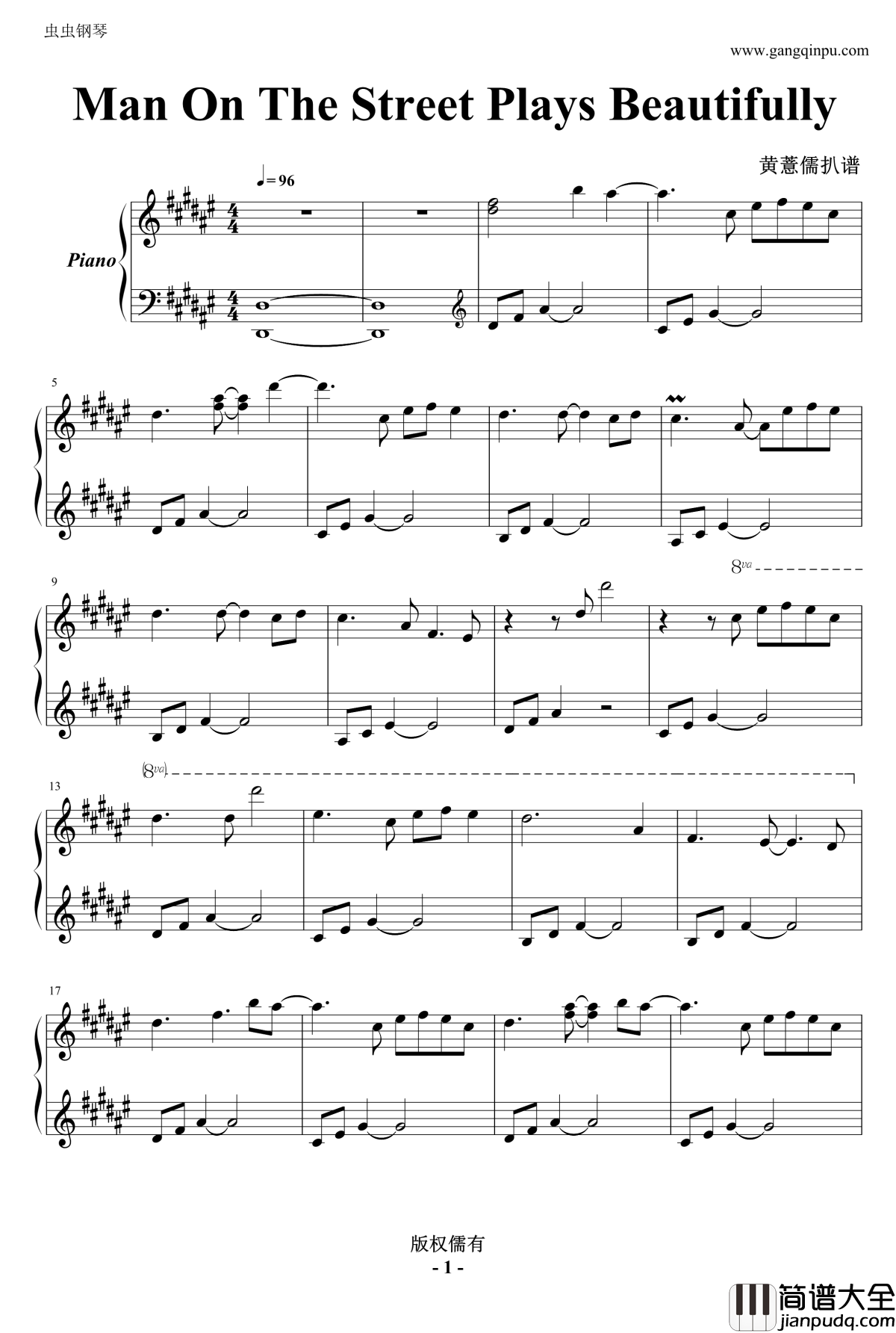Man_On_The_Street_Plays_Beautifully钢琴谱_Ryan