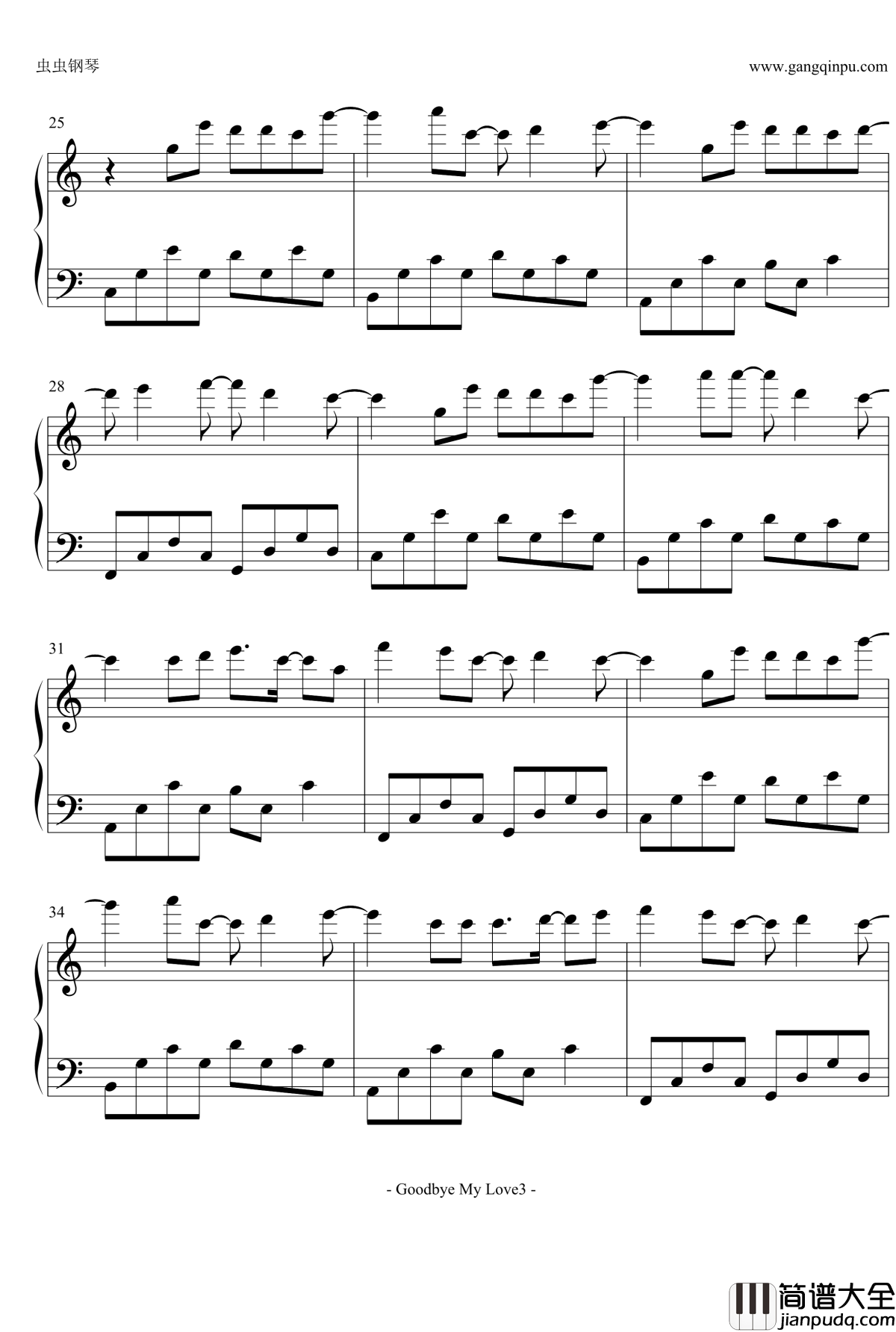 Goodbye_My_Love钢琴谱_放羊的星星插曲_何俊明