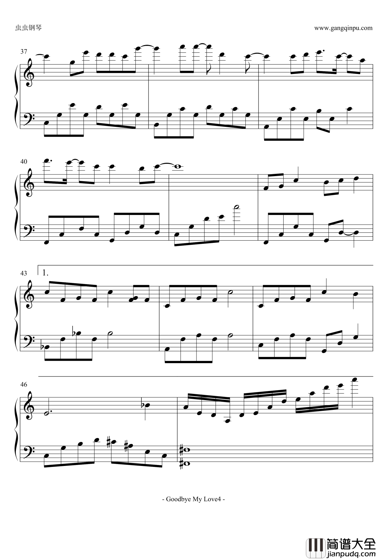 Goodbye_My_Love钢琴谱_放羊的星星插曲_何俊明