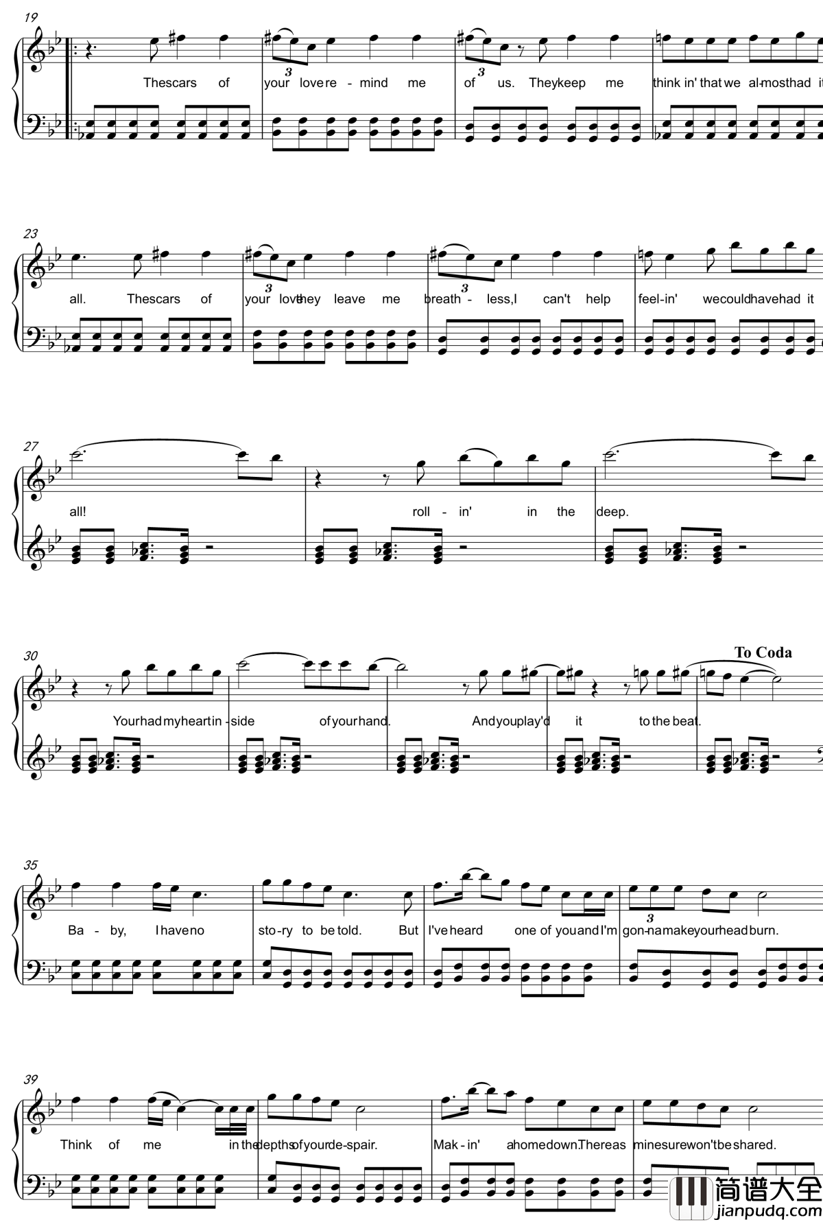 rolling_in_the_deep钢琴谱_Adele_Laurie_Blue_Adkins