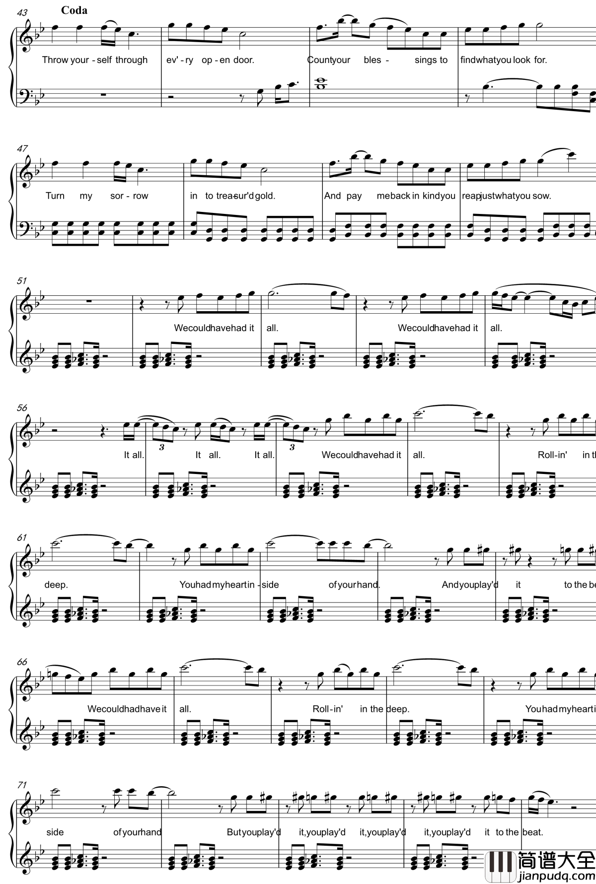 rolling_in_the_deep钢琴谱_Adele_Laurie_Blue_Adkins