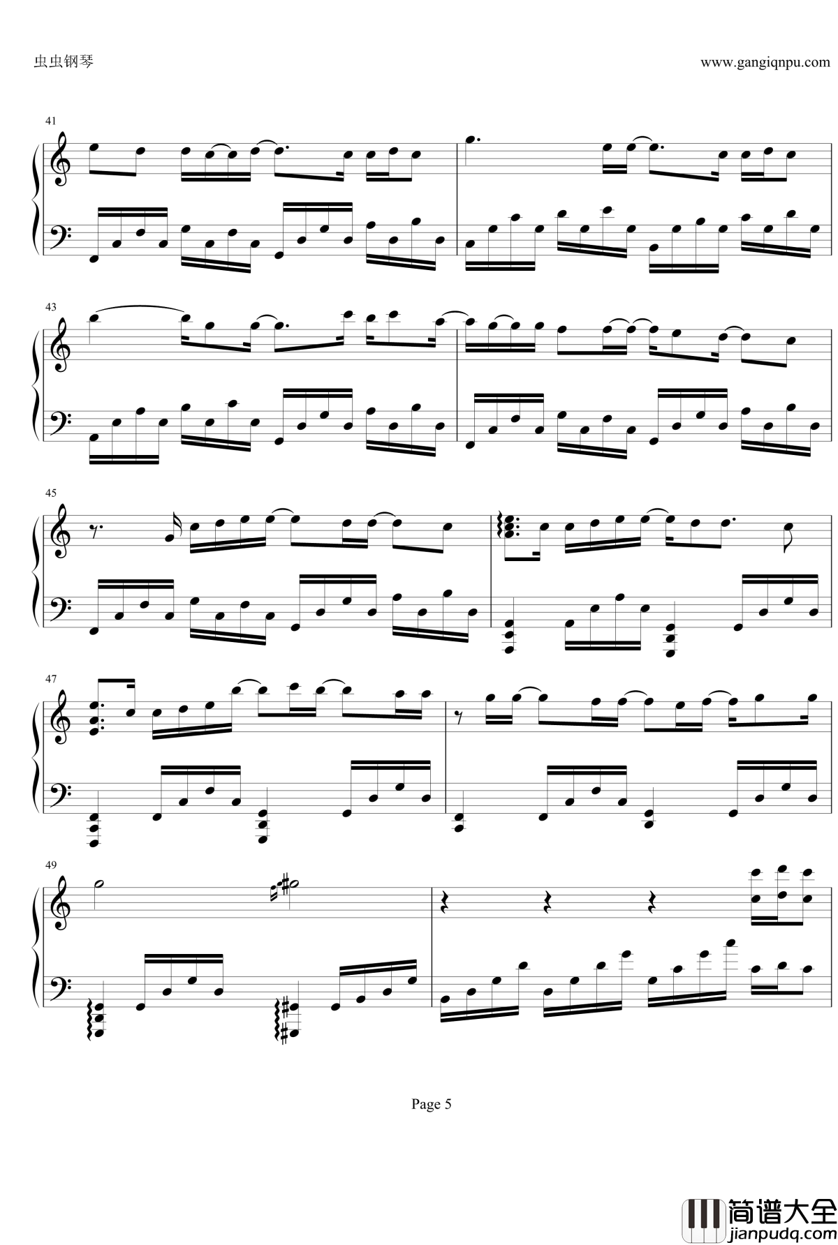 多远都要在一起钢琴谱_C调版_邓紫棋