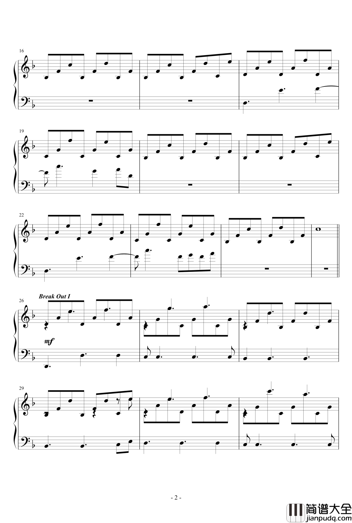 冻结钢琴谱_Freeze_lcx64579