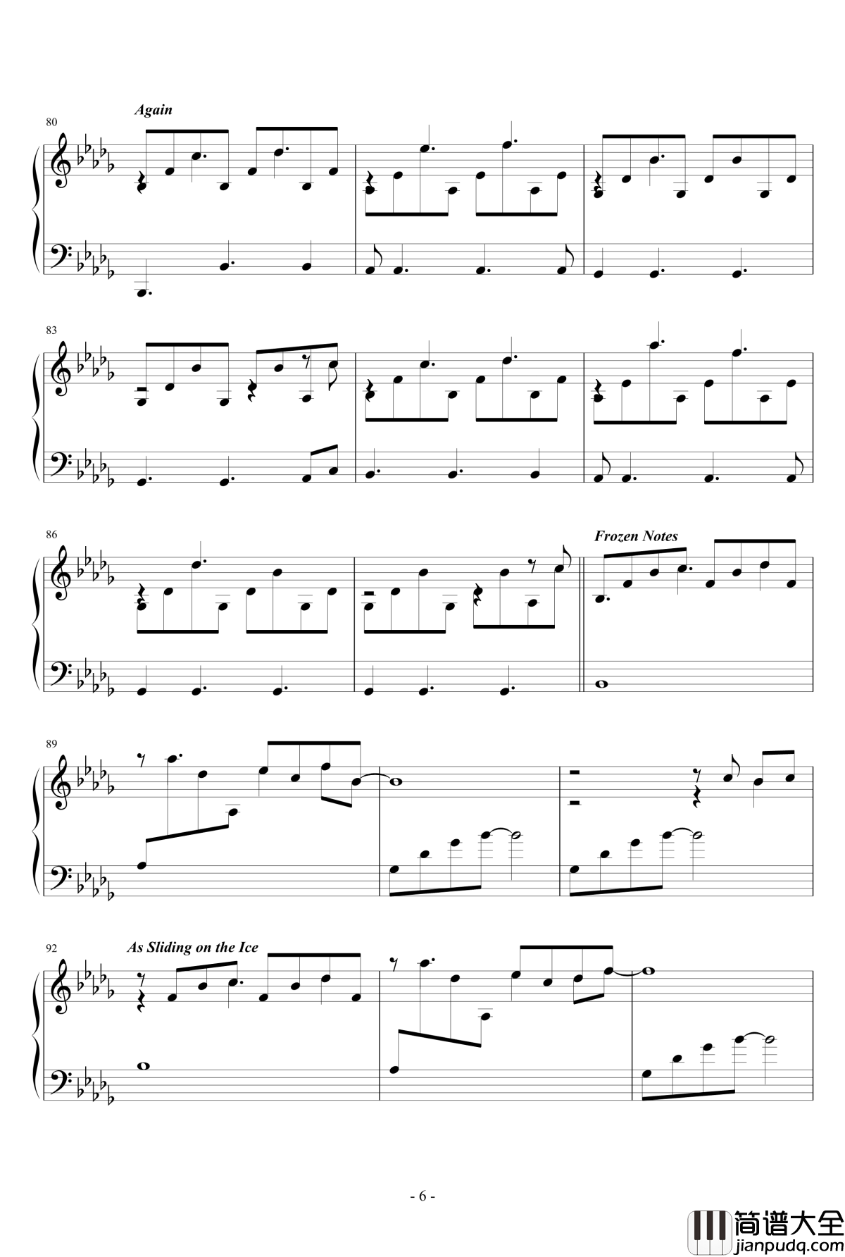 冻结钢琴谱_Freeze_lcx64579