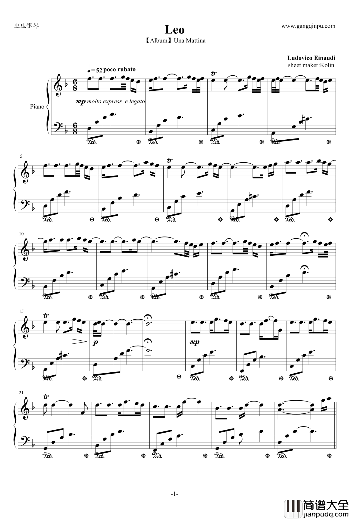 Leo钢琴谱_Ludovico_Einaudi