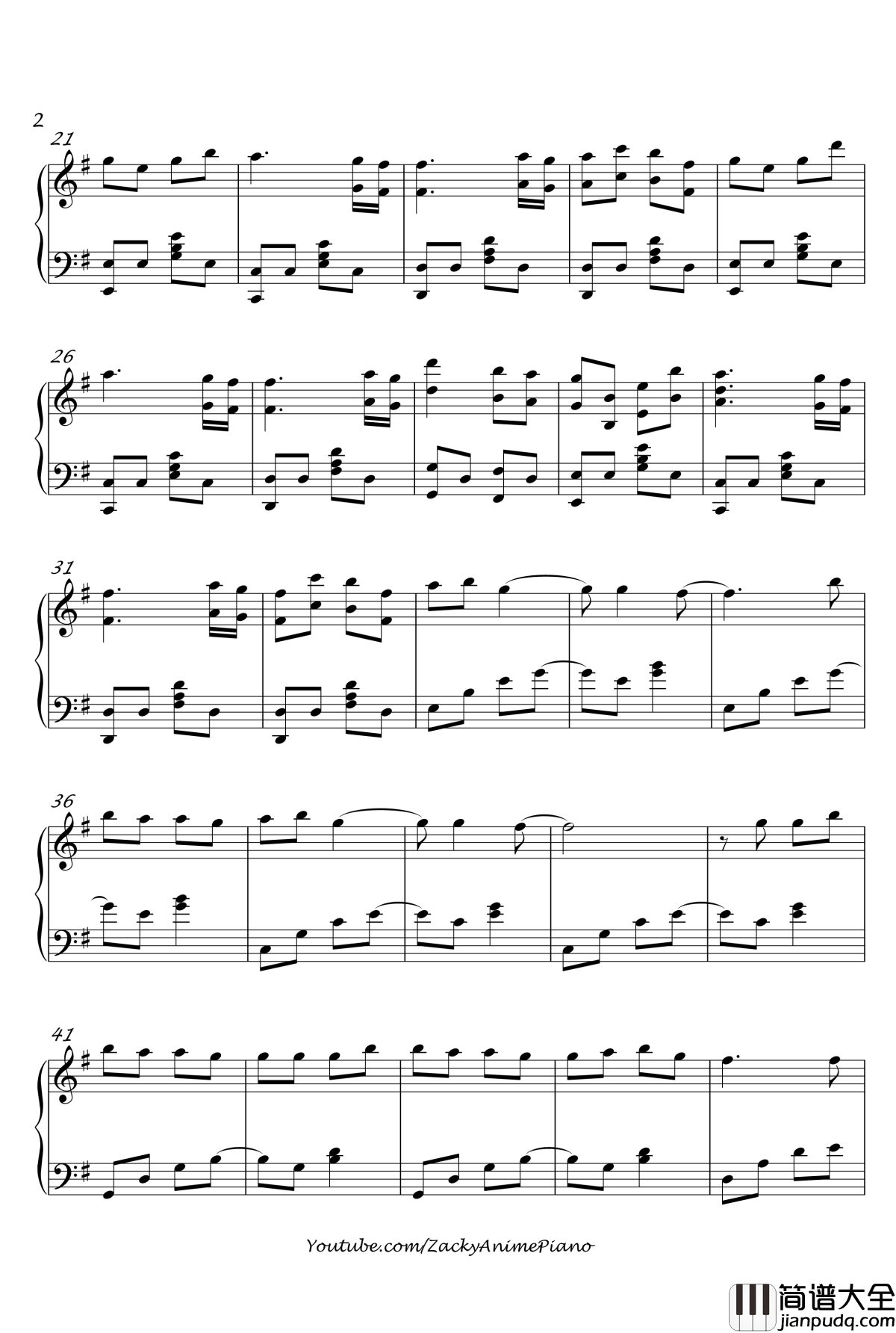 Next_to_You钢琴谱_Zacky_寄生兽OST