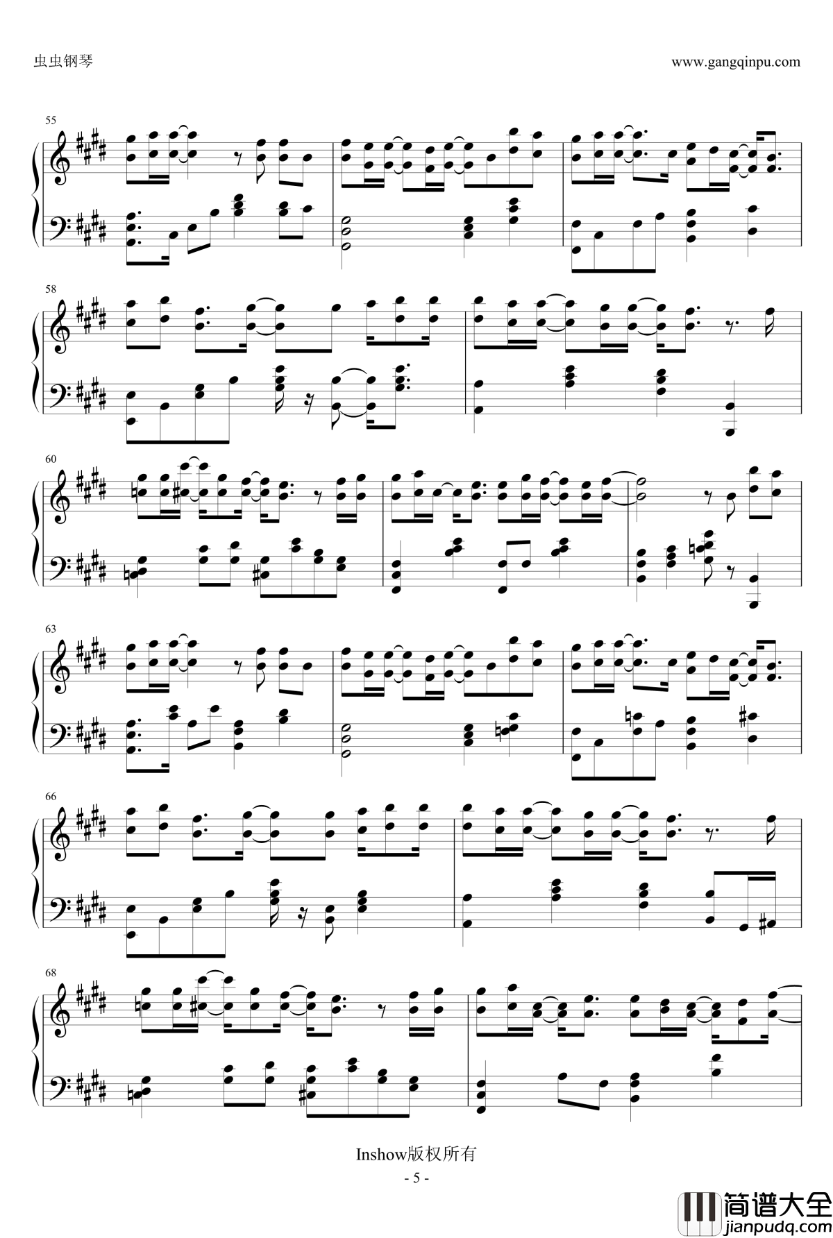 在爱里等你钢琴谱_梁静茹