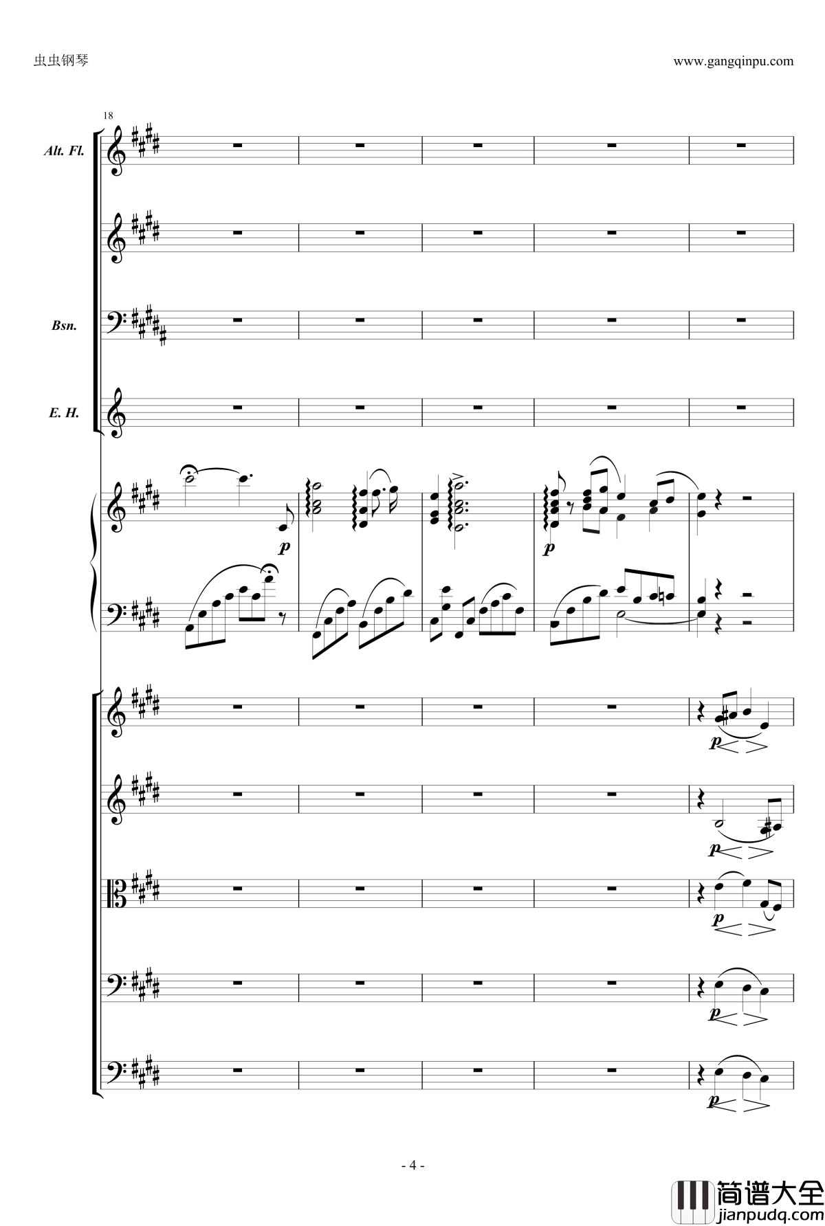 萧邦第一钢琴协奏曲第二乐章钢琴谱_肖邦_chopin