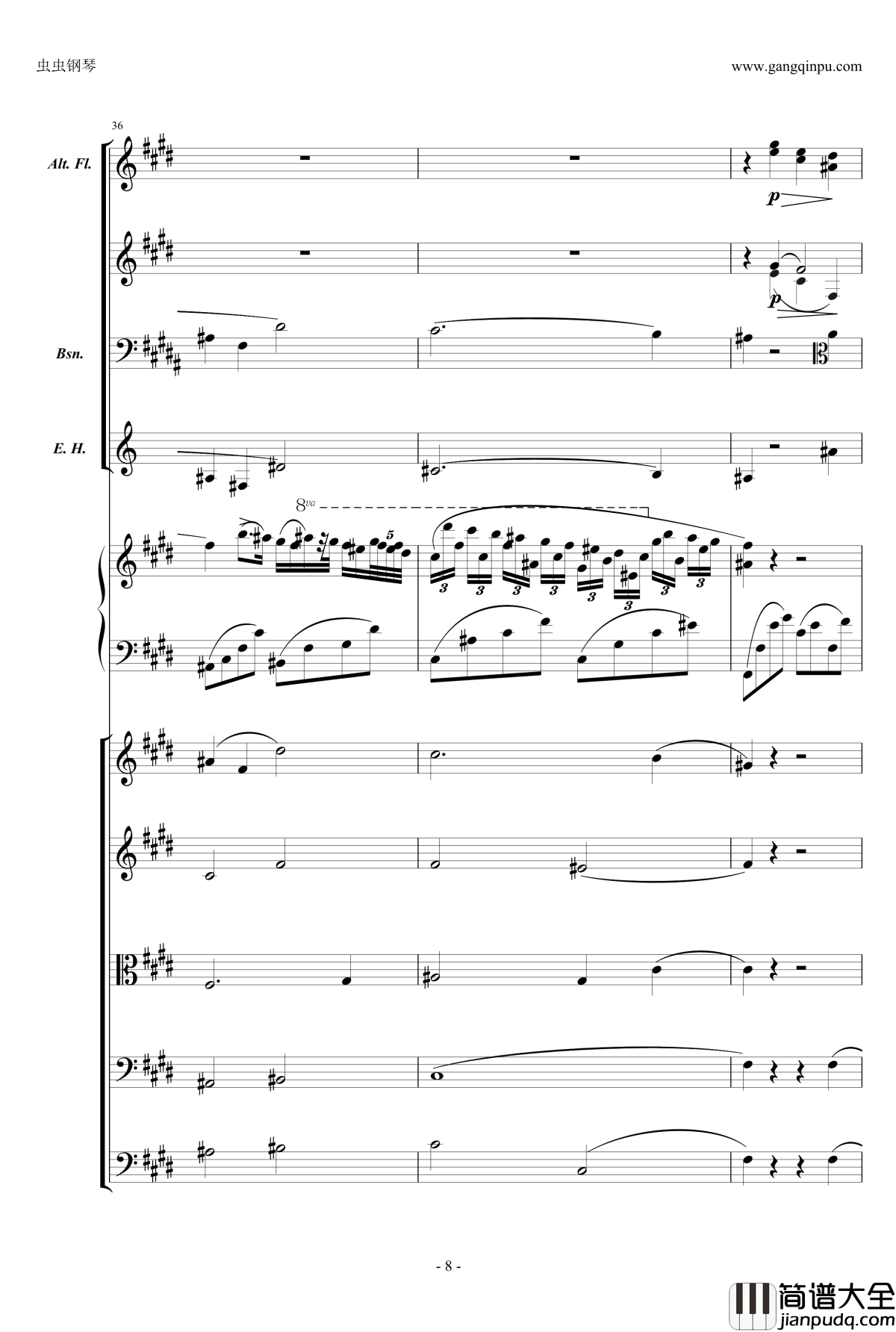 萧邦第一钢琴协奏曲第二乐章钢琴谱_肖邦_chopin