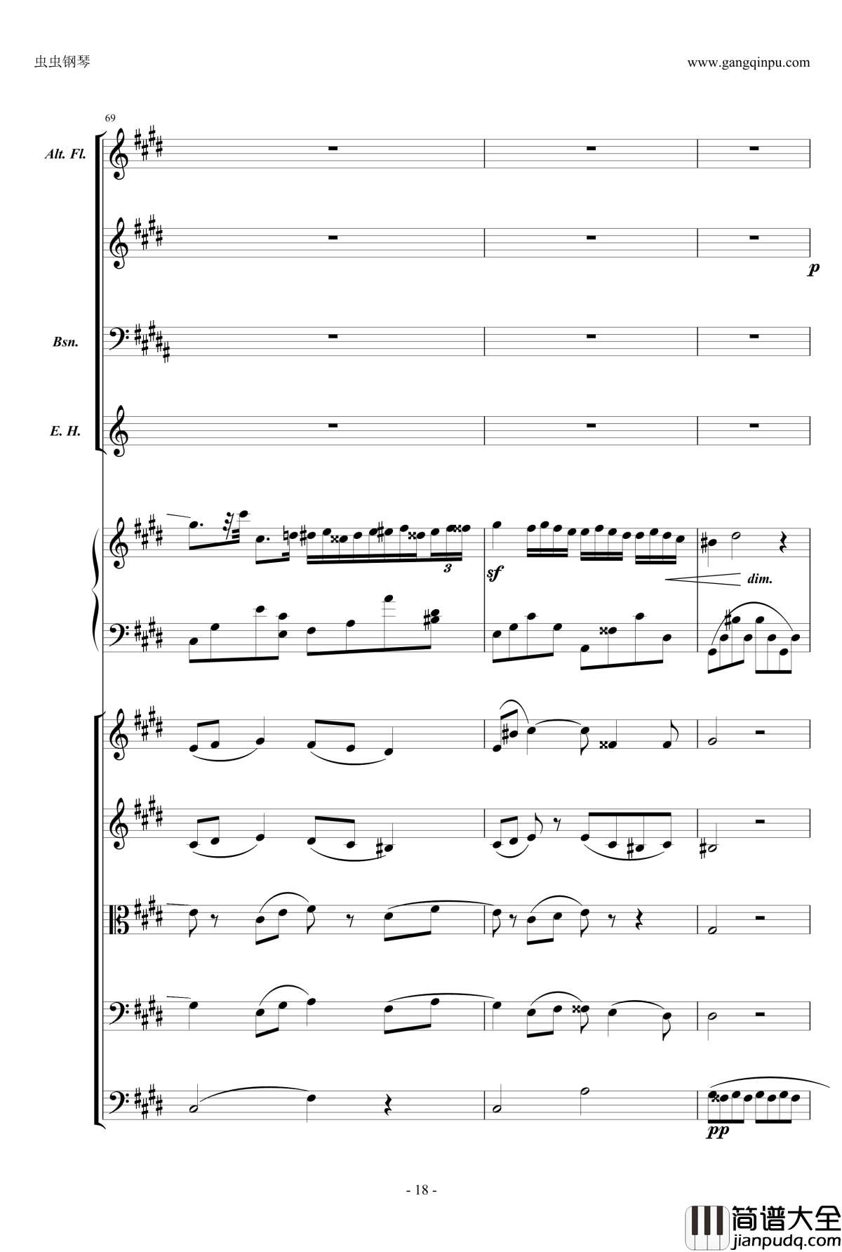 萧邦第一钢琴协奏曲第二乐章钢琴谱_肖邦_chopin