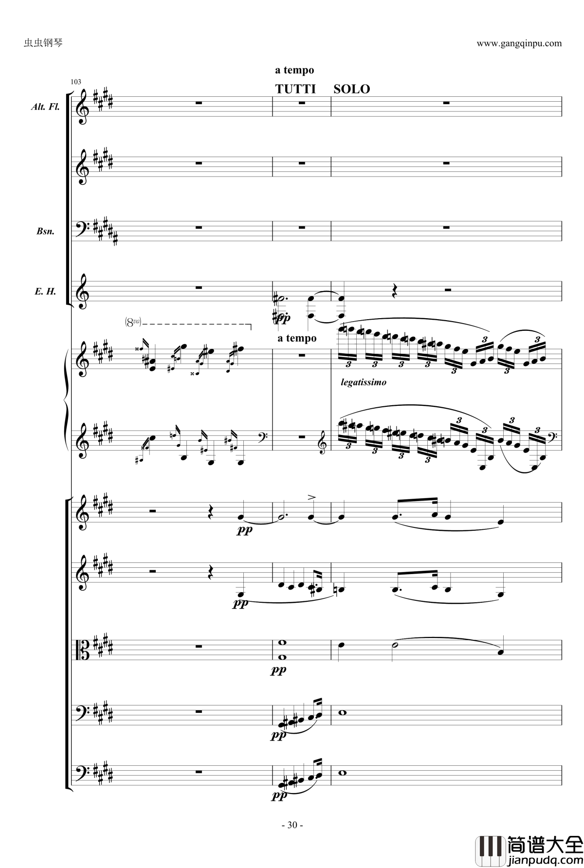 萧邦第一钢琴协奏曲第二乐章钢琴谱_肖邦_chopin