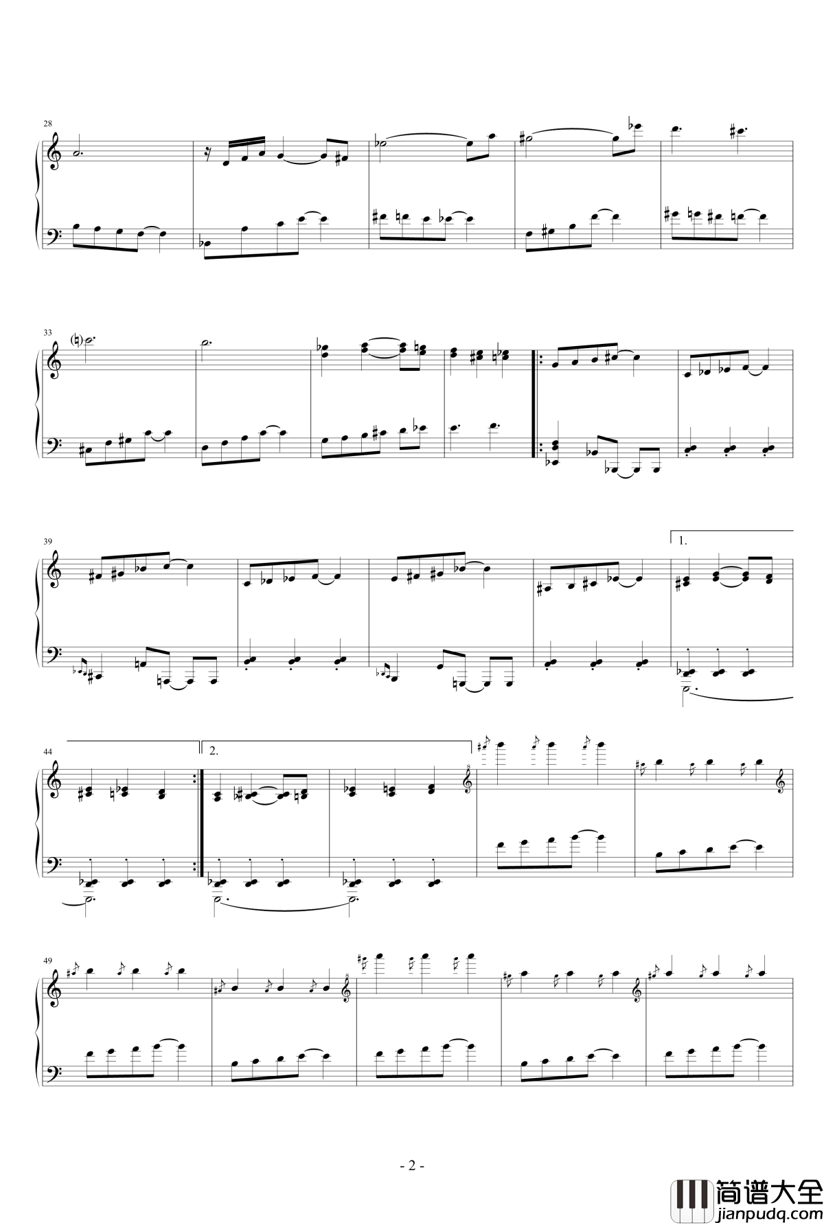 长发公主钢琴谱_配乐集升c小调