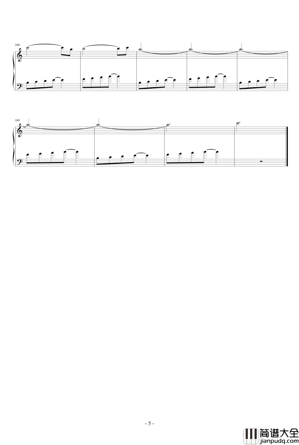 长发公主钢琴谱_配乐集升c小调