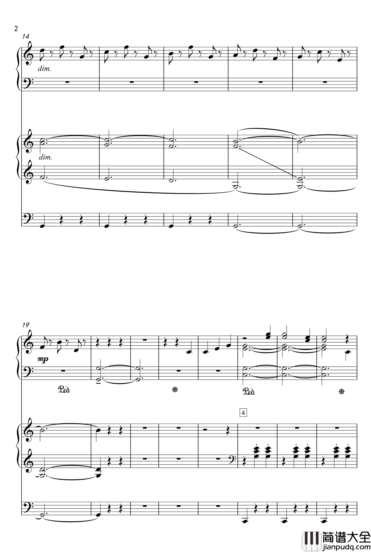 蓝色多瑙河钢琴谱_幼儿钢琴_双排键协奏版_王秉坤