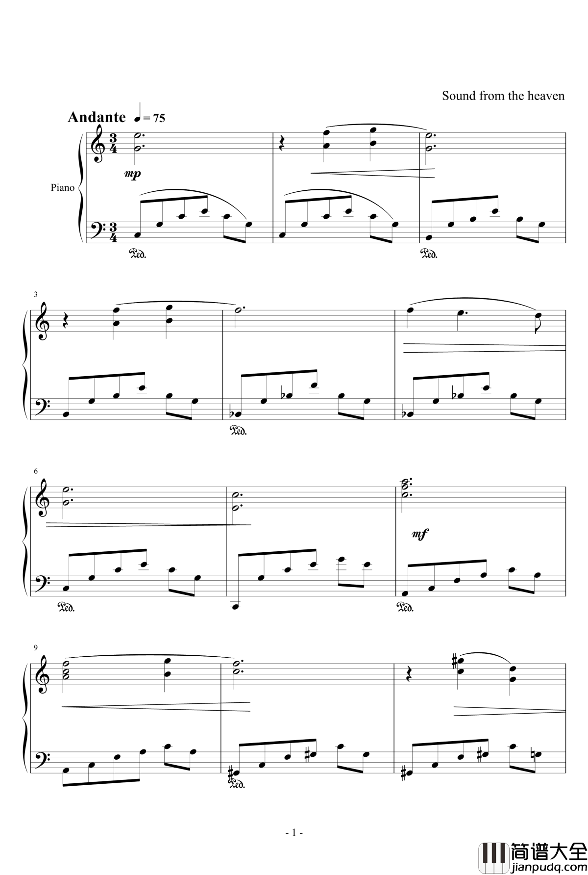 即兴曲钢琴谱_天籁传声