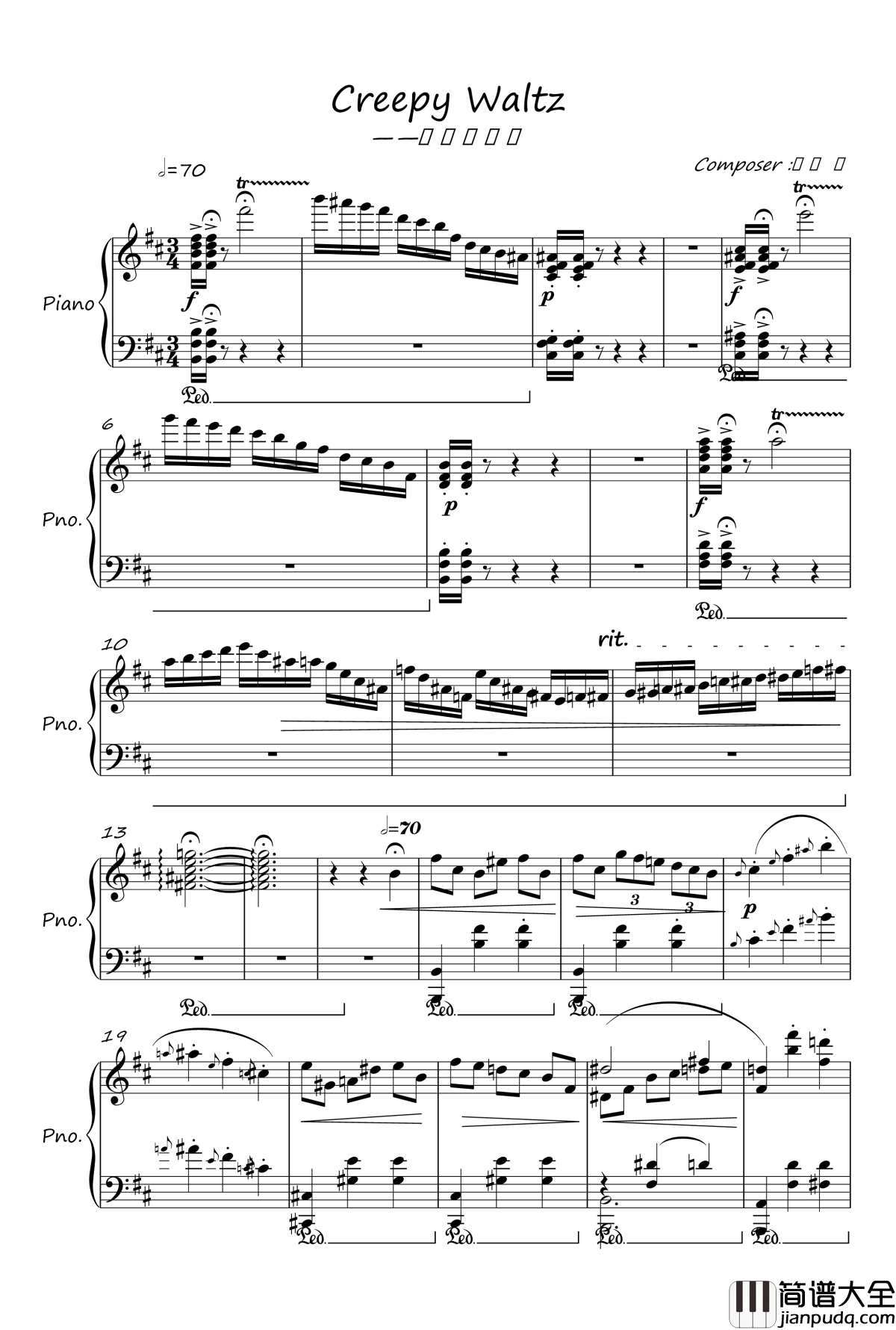 Creepy_Waltz钢琴谱_靖怡施