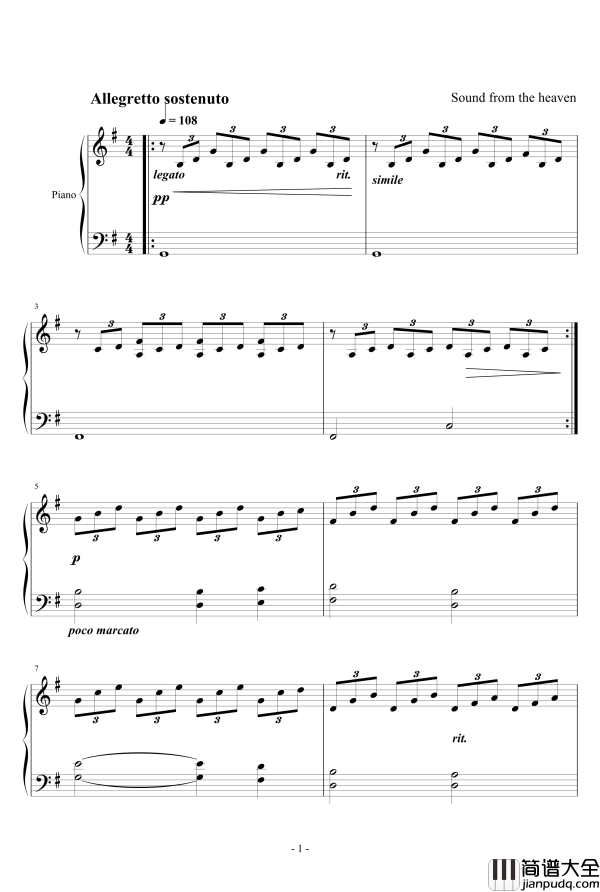 青山泉涌大自然的声音钢琴谱_二_天籁传声